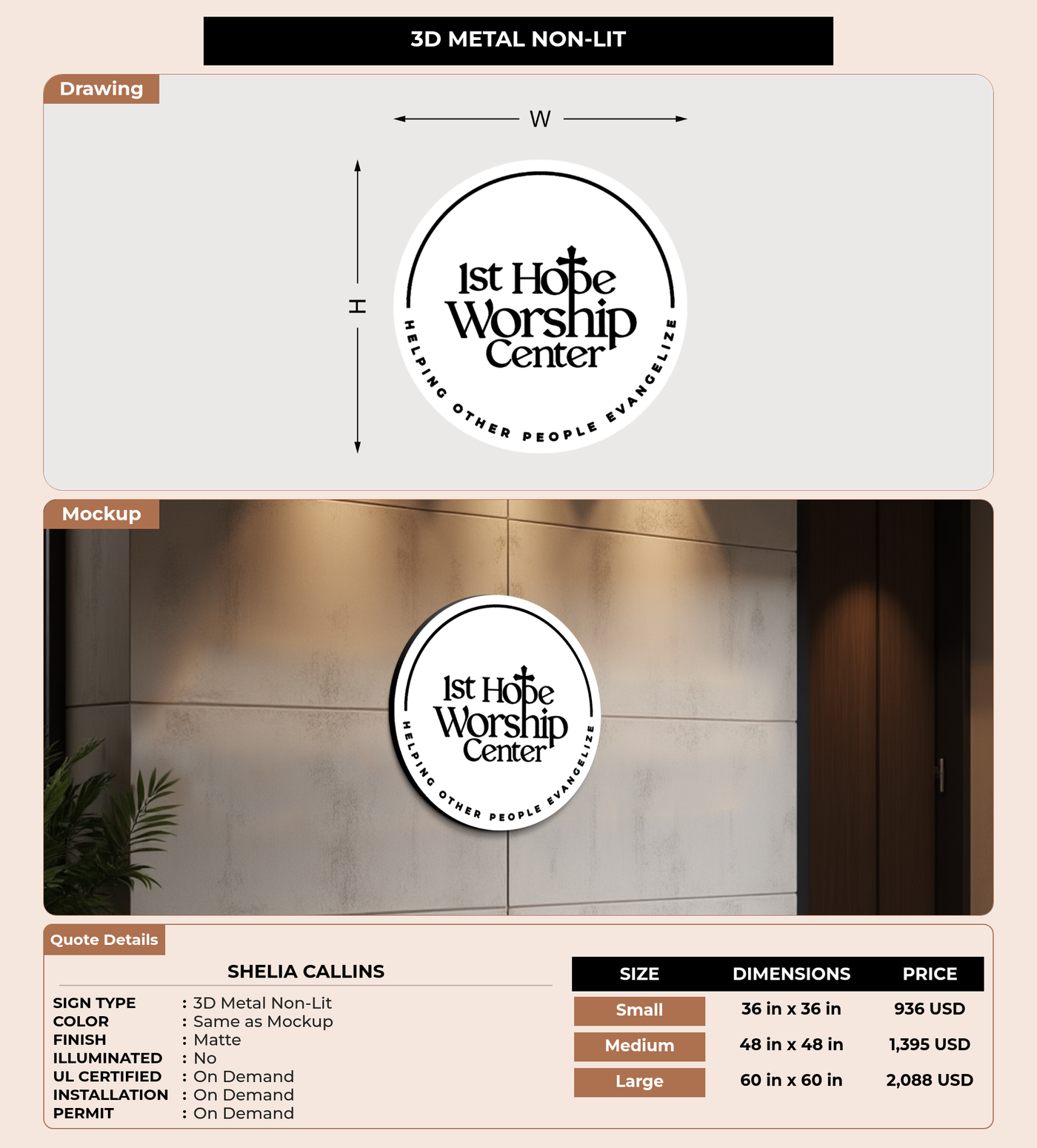 CUSTOM MOCKUP SIGN FOR Shelia Callins