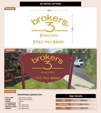 CUSTOM MOCKUP SIGN FOR bmartinelly@msn.com
