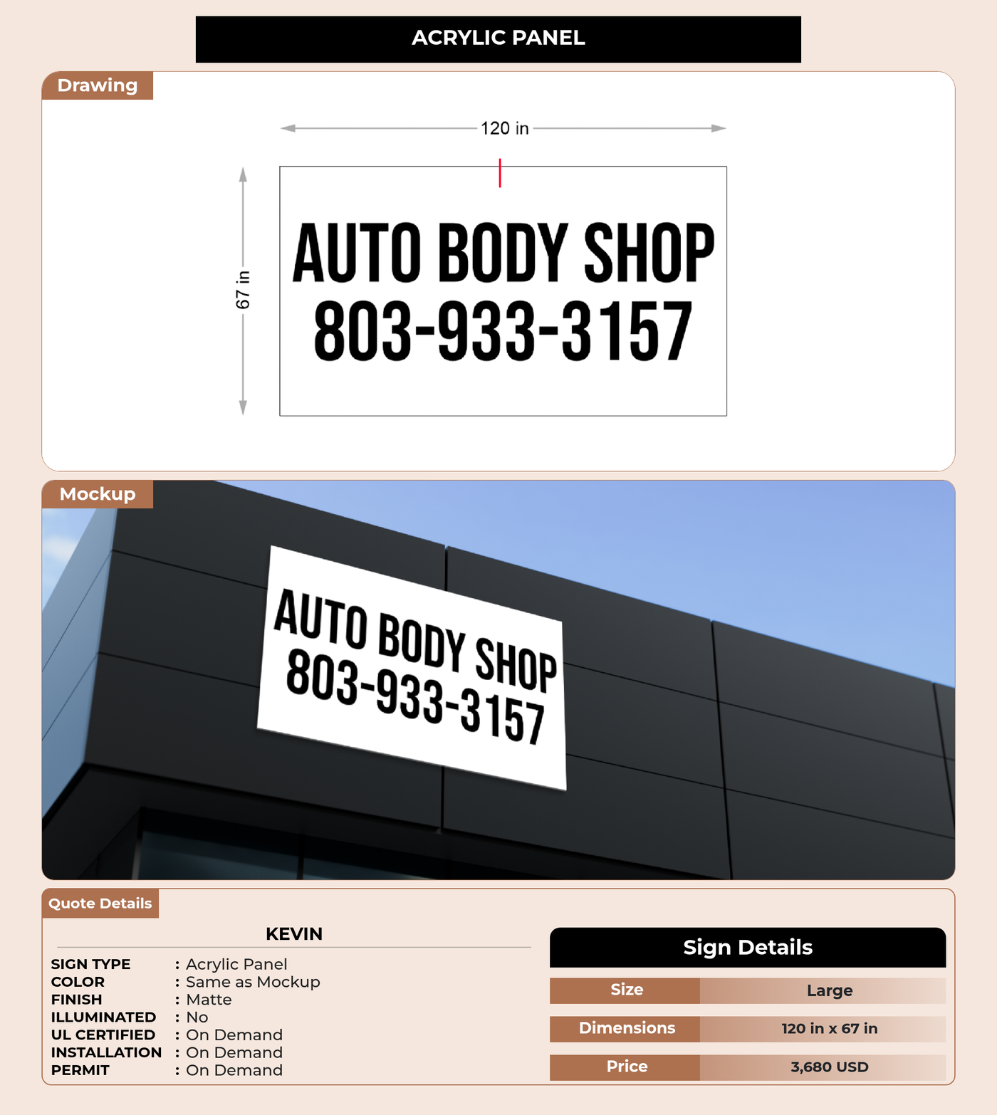 CUSTOM MOCKUP SIGN FOR Kevin