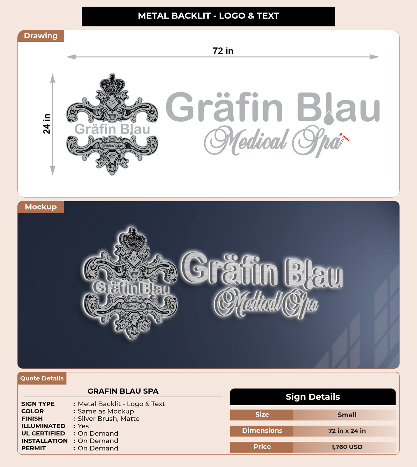CUSTOM MOCKUP SIGN FOR Grafin Blau Spa