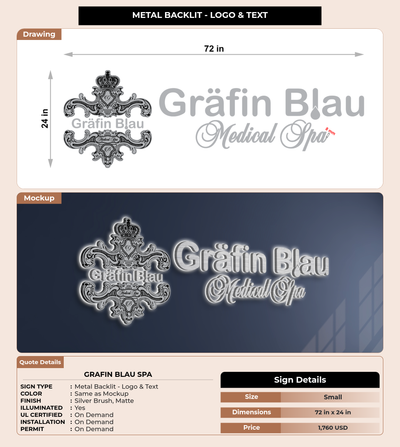 CUSTOM MOCKUP SIGN FOR Grafin Blau Spa