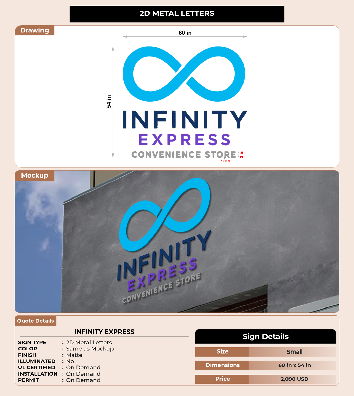 CUSTOM MOCKUP SIGN FOR Infinity Express