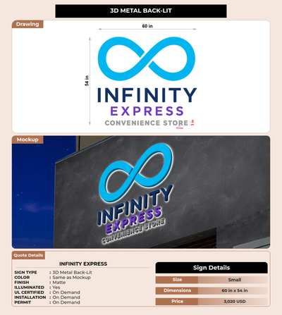 CUSTOM MOCKUP SIGN FOR Infinity Express