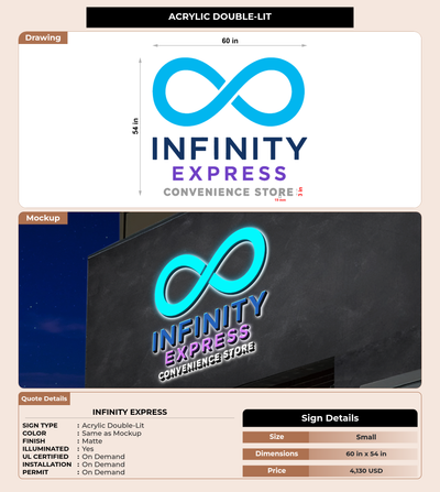 CUSTOM MOCKUP SIGN FOR Infinity Express