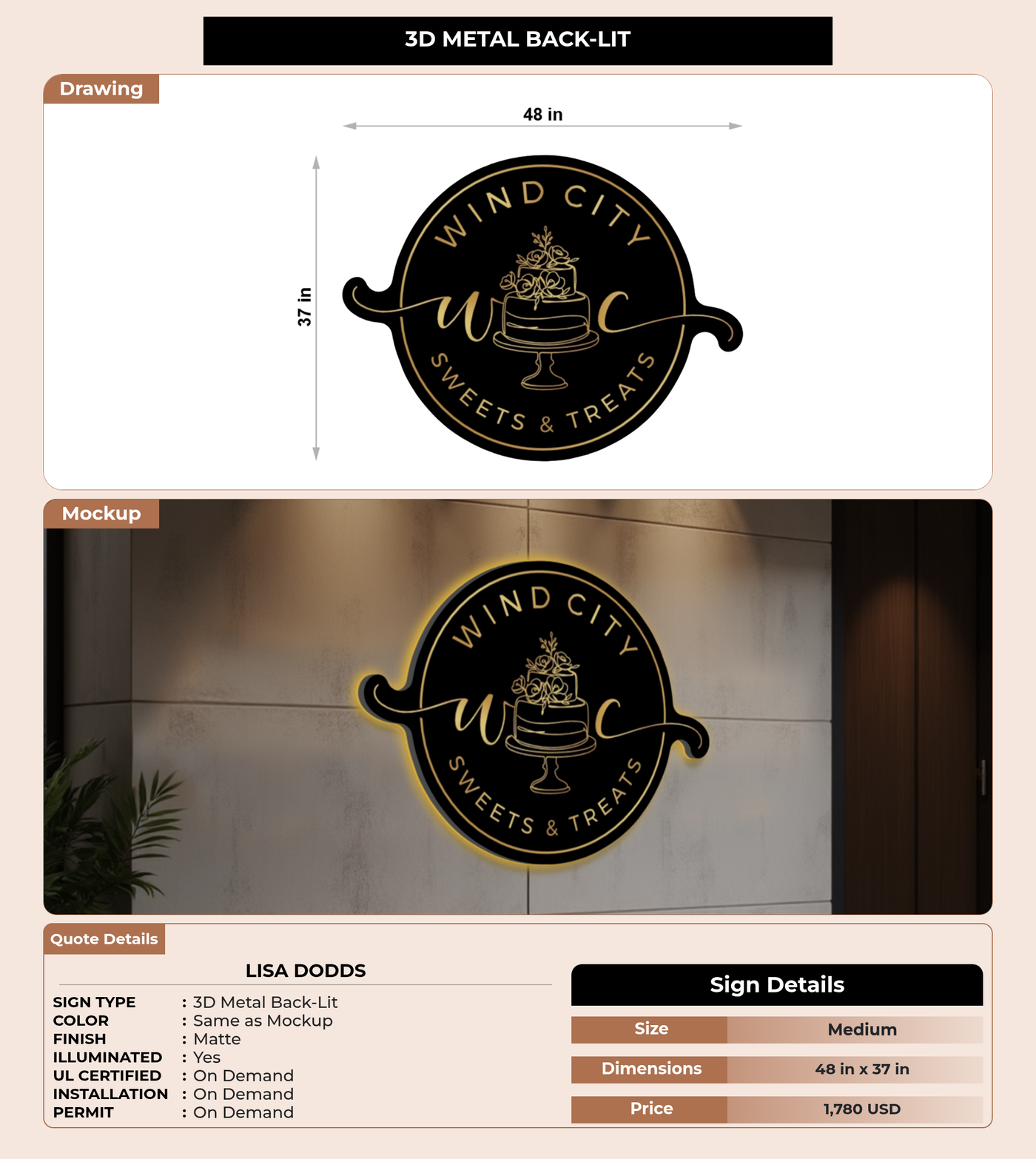 CUSTOM MOCKUP SIGN FOR Lisa Dodds