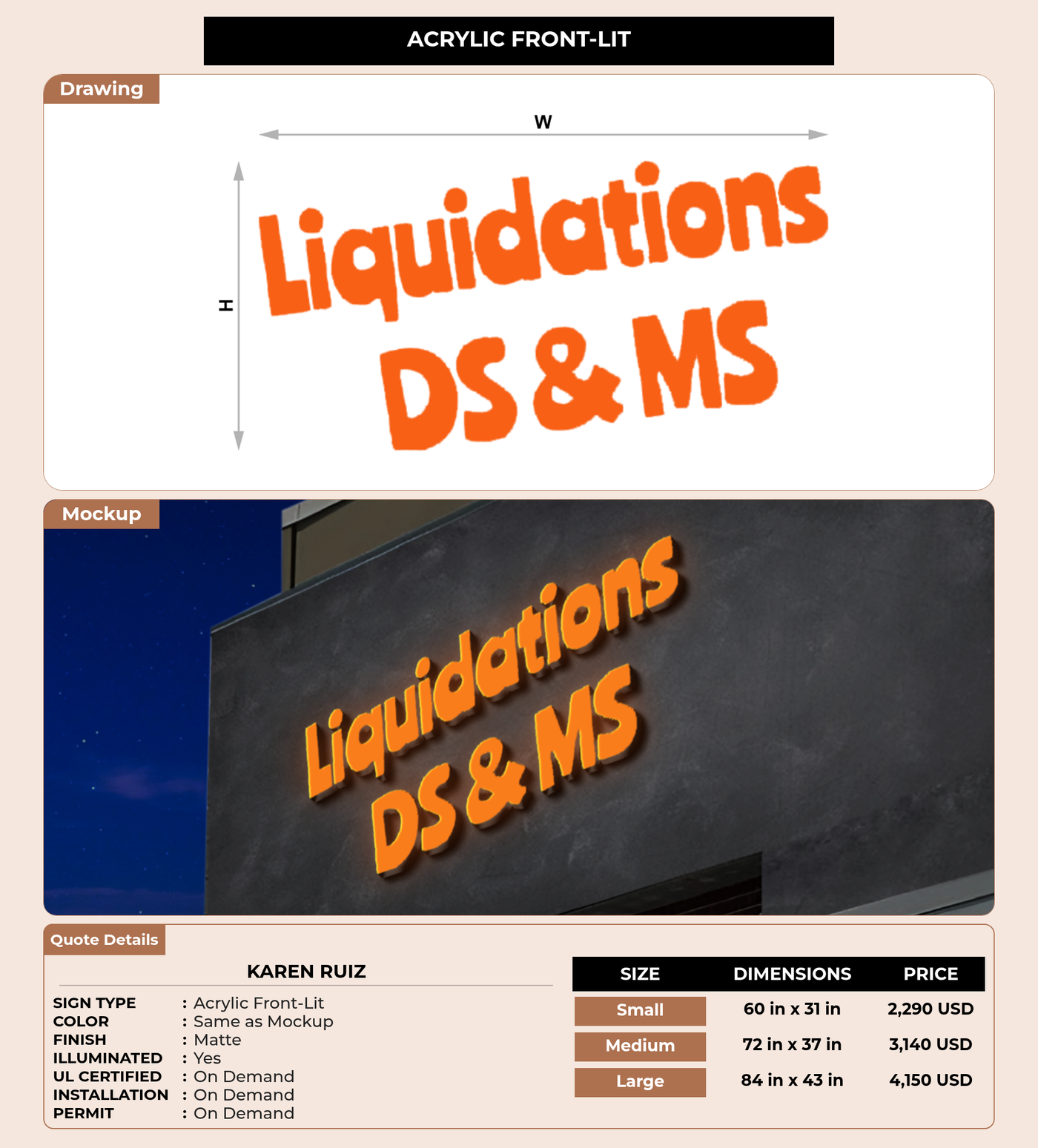 CUSTOM MOCKUP SIGN FOR Karen Ruiz