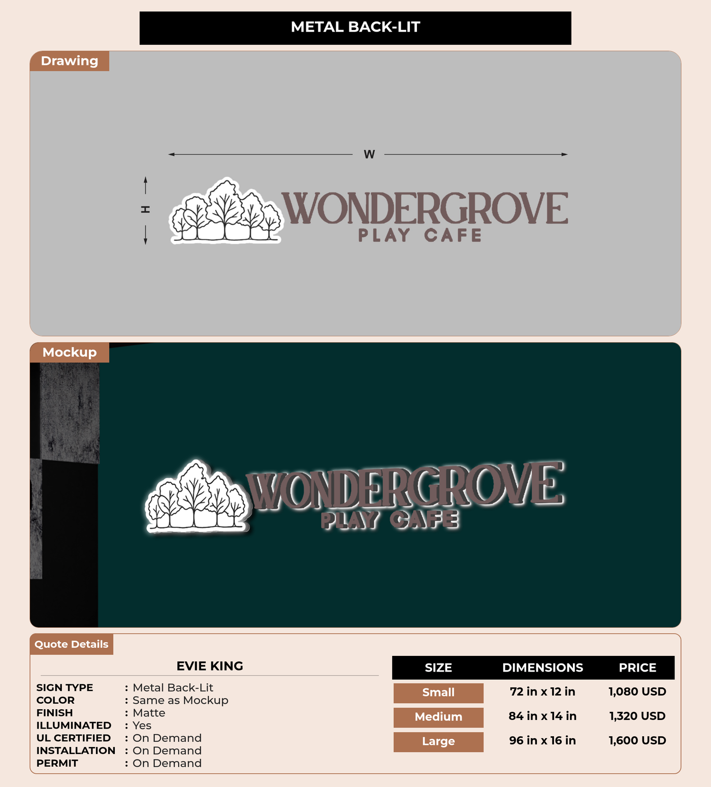 CUSTOM MOCKUP SIGN FOR Evie King