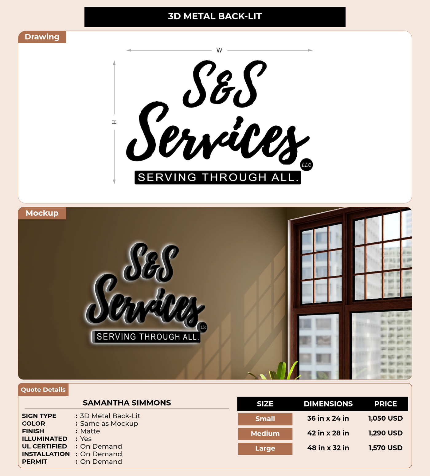 CUSTOM MOCKUP SIGN FOR Samantha Simmons