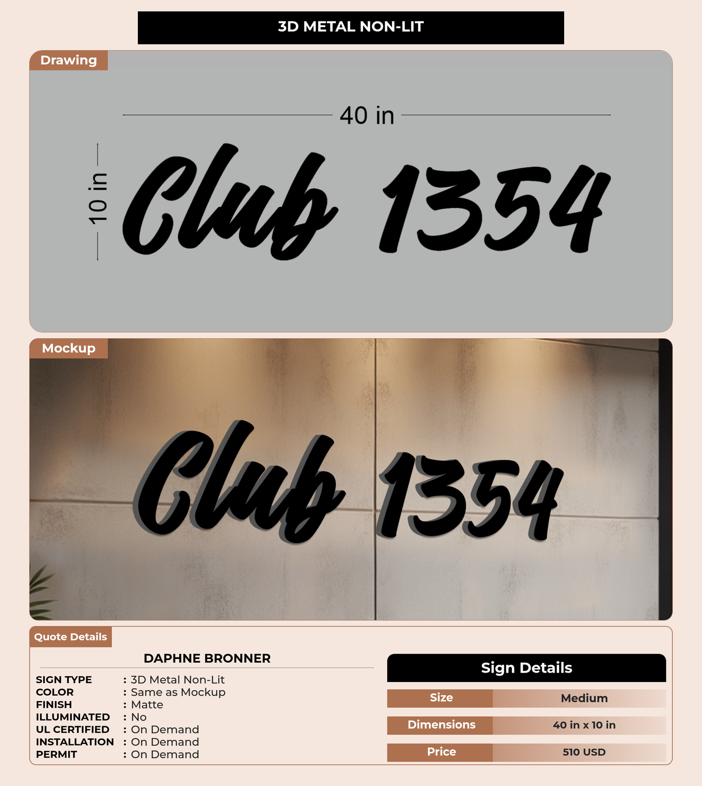CUSTOM MOCKUP SIGN FOR Daphne Bronner