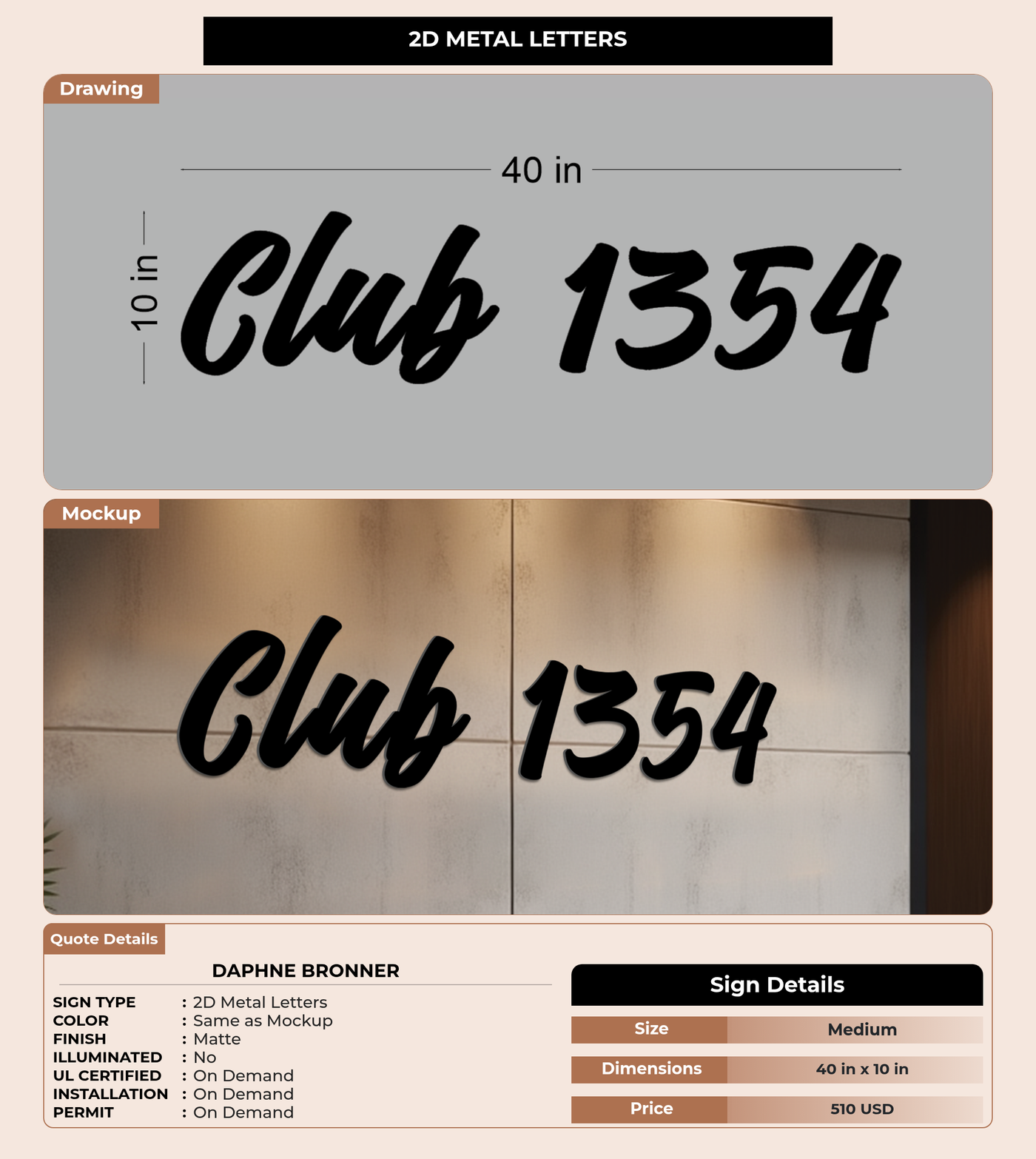CUSTOM MOCKUP SIGN FOR Daphne Bronner