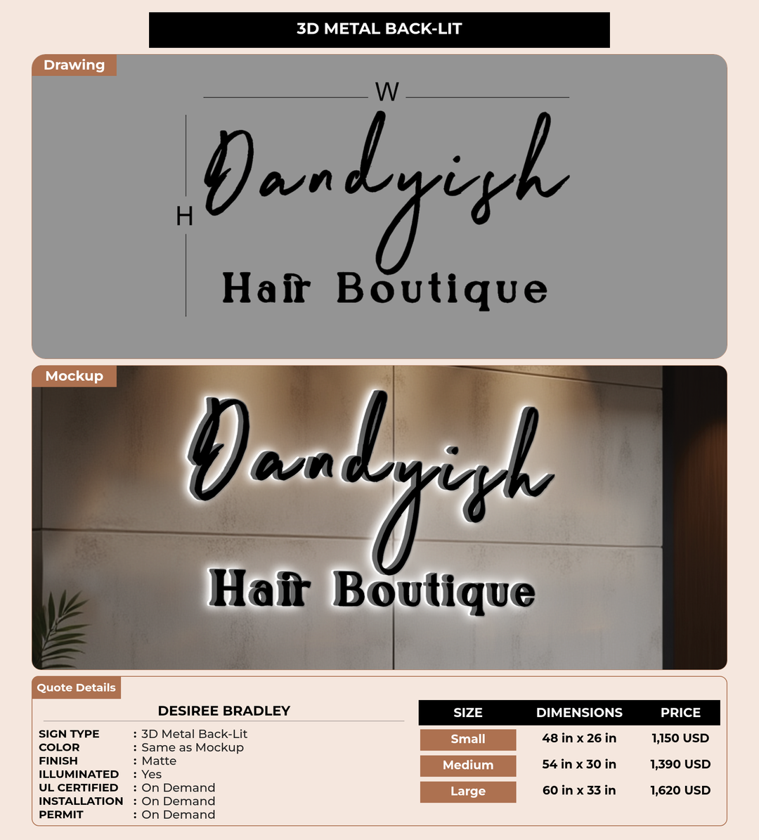 CUSTOM MOCKUP SIGN FOR Desiree Bradley