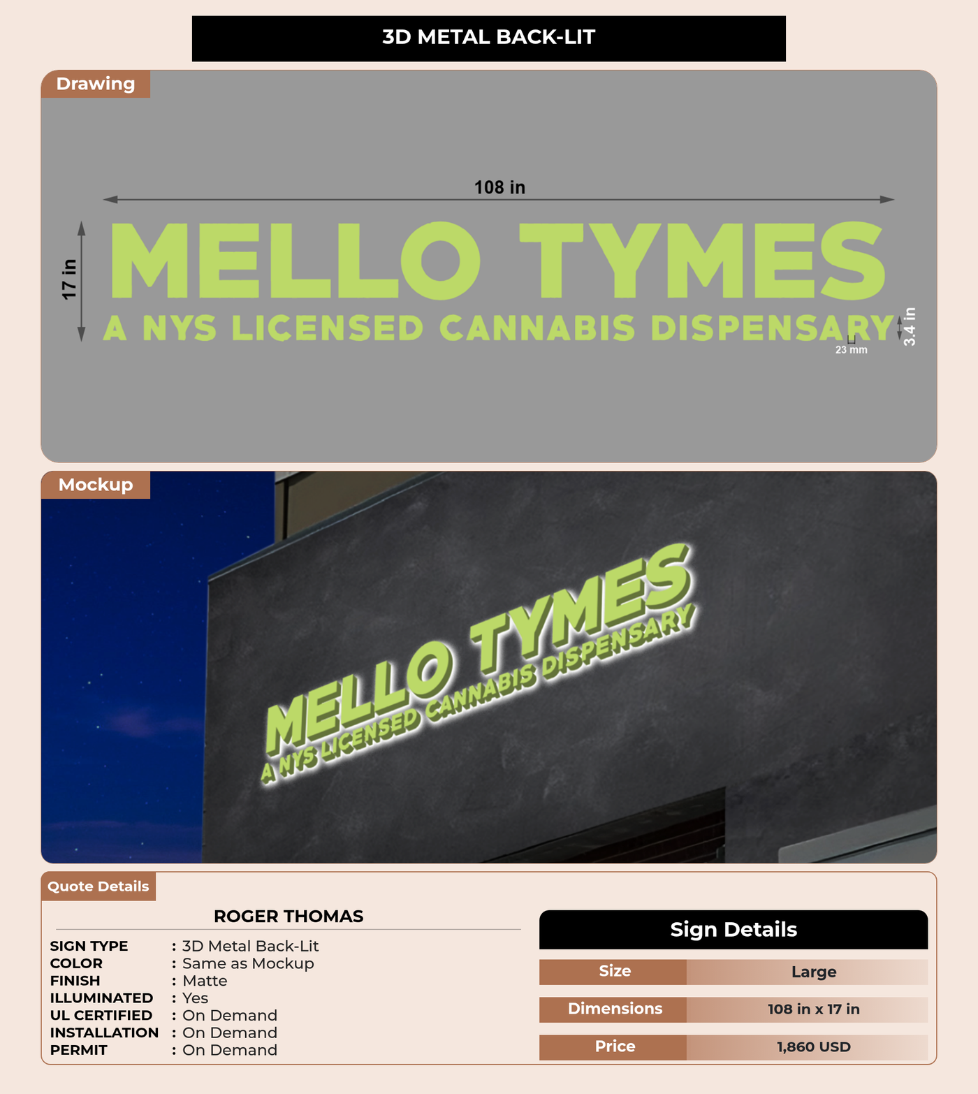CUSTOM MOCKUP SIGN FOR roger thomas