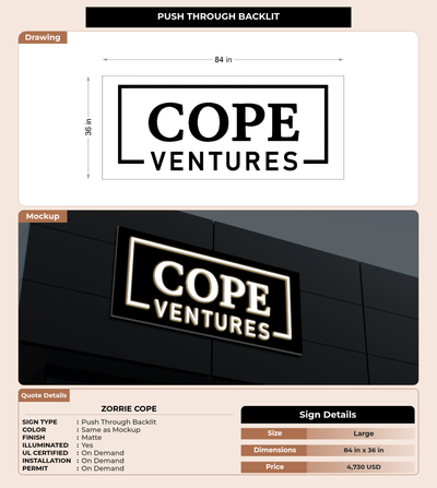 CUSTOM MOCKUP SIGN FOR Zorrie Cope