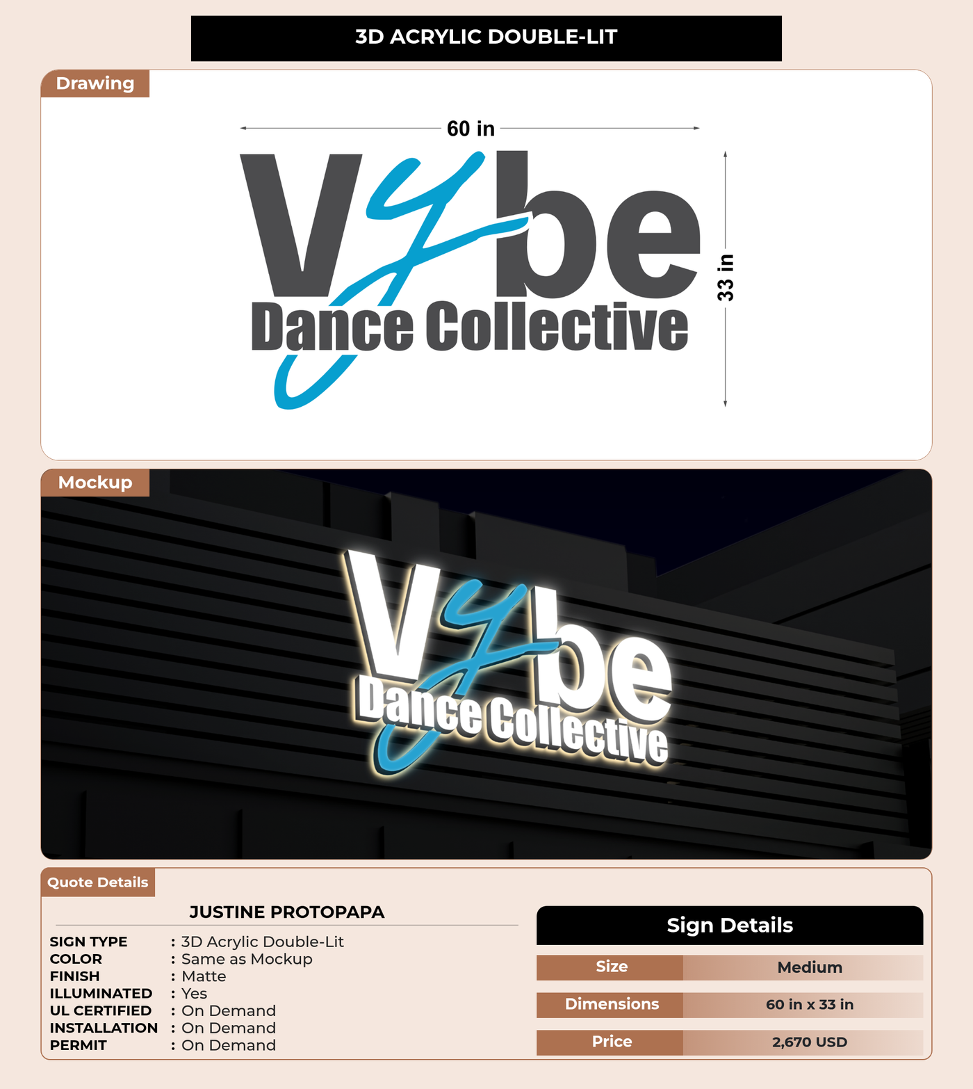 CUSTOM MOCKUP SIGN FOR Justine Protopapa