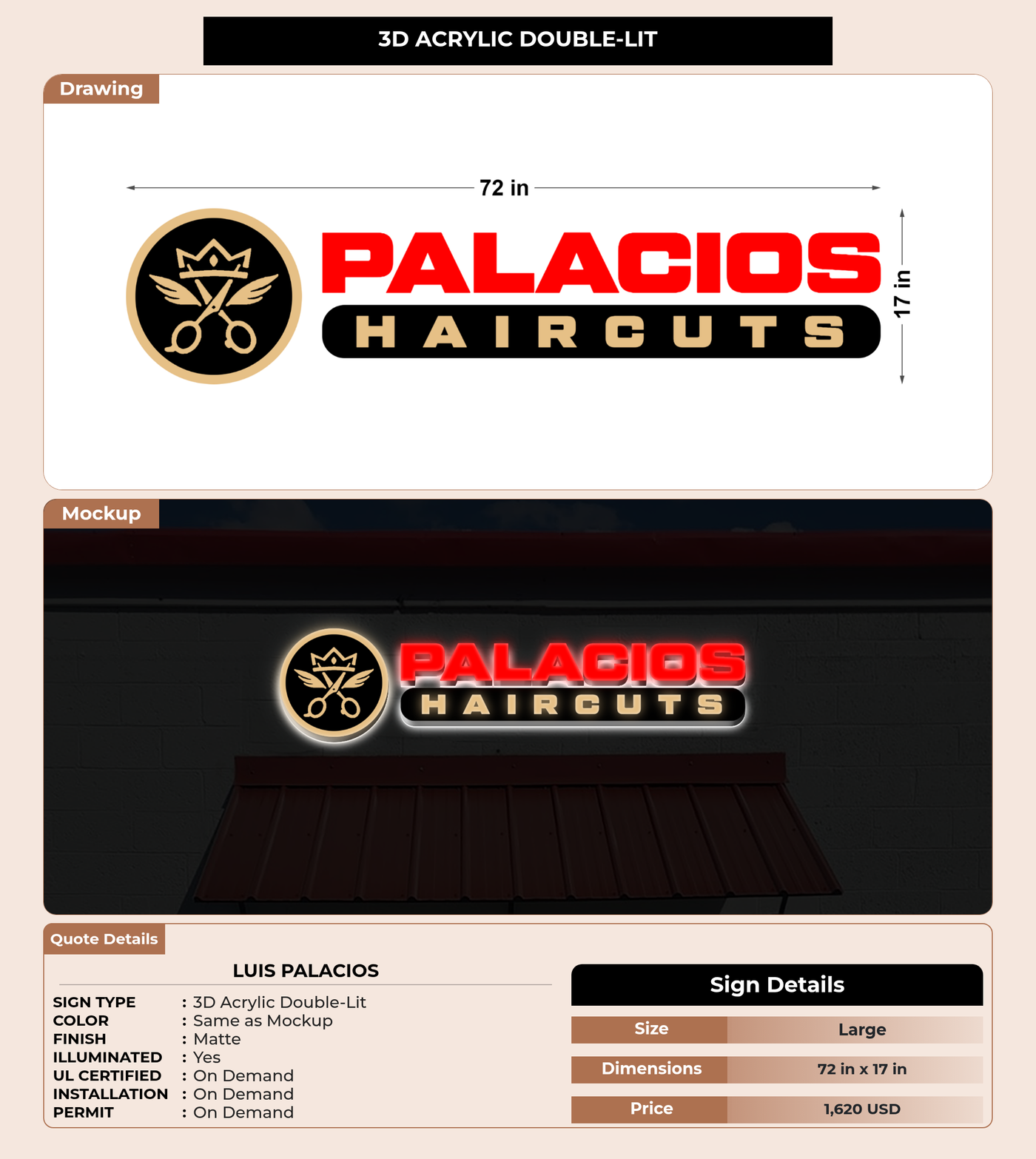 CUSTOM MOCKUP SIGN FOR luis palacios