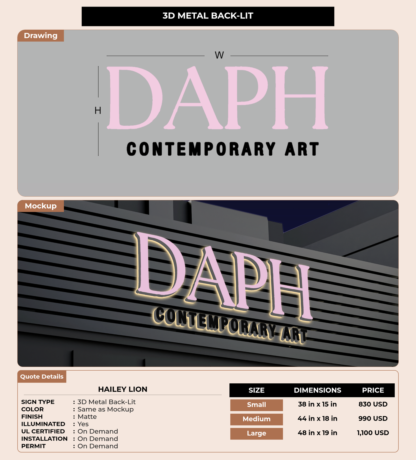 CUSTOM MOCKUP SIGN FOR Hailey Lion