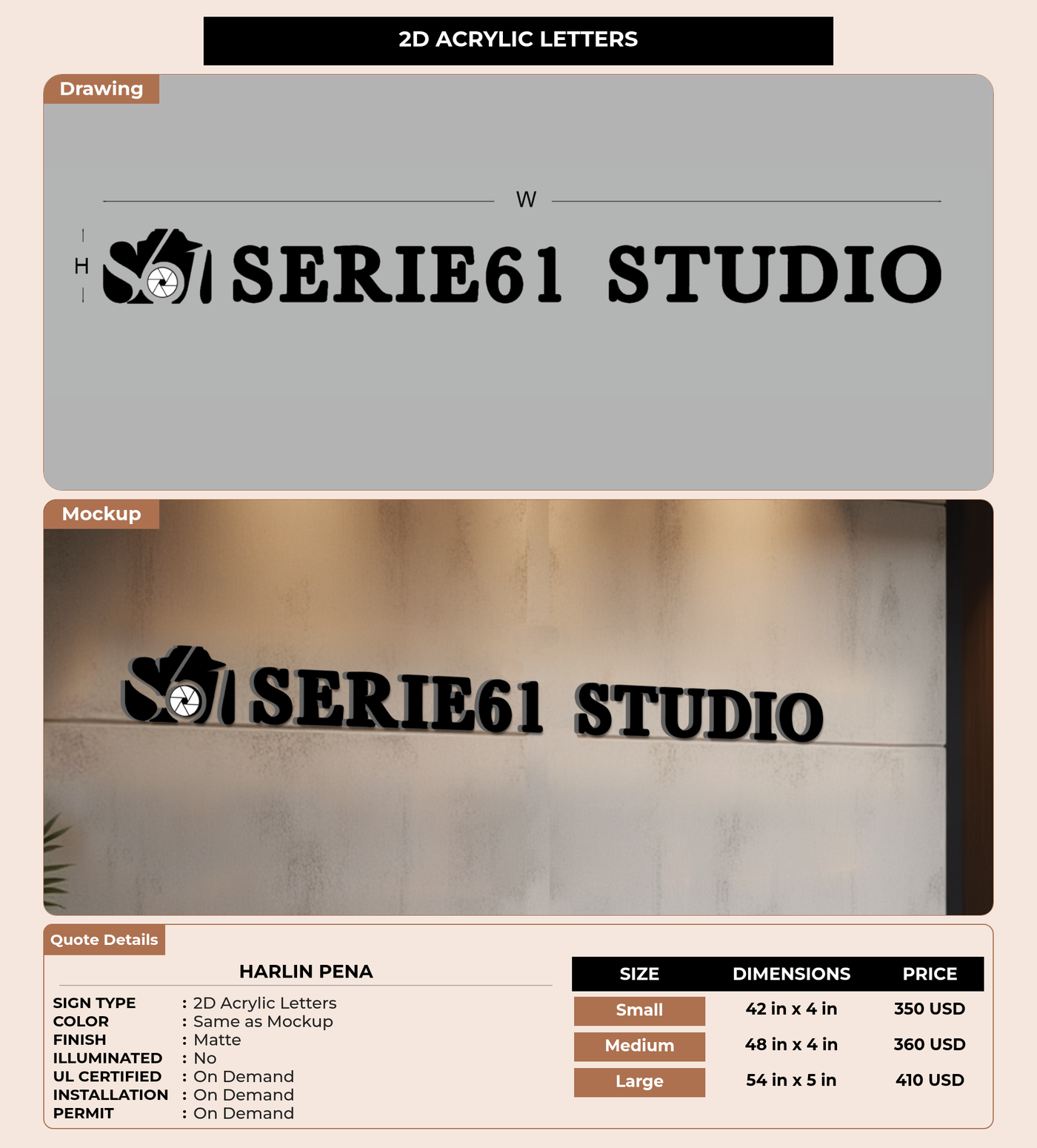 CUSTOM MOCKUP SIGN FOR Harlin Pena