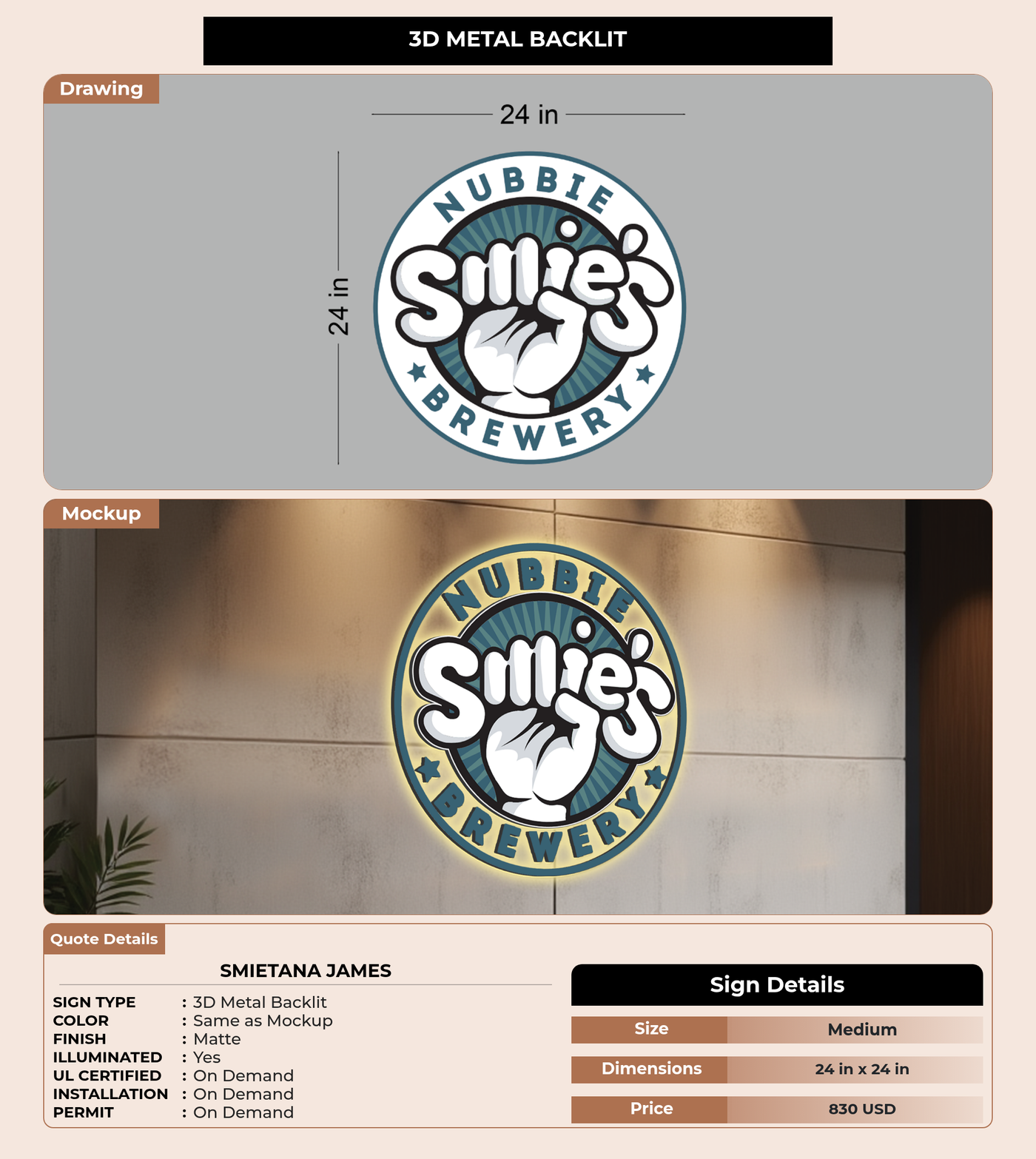 CUSTOM MOCKUP SIGN FOR Smietana James