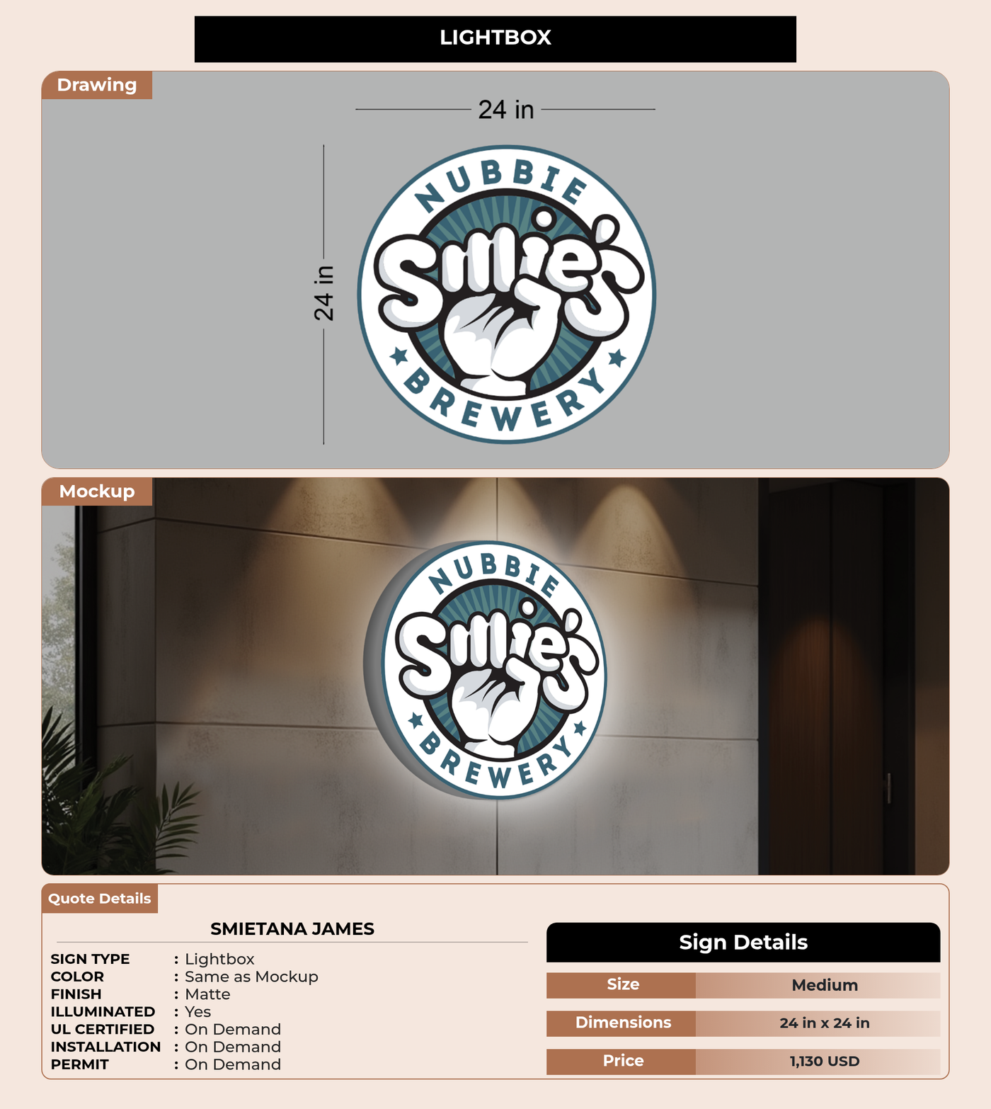 CUSTOM MOCKUP SIGN FOR Smietana James