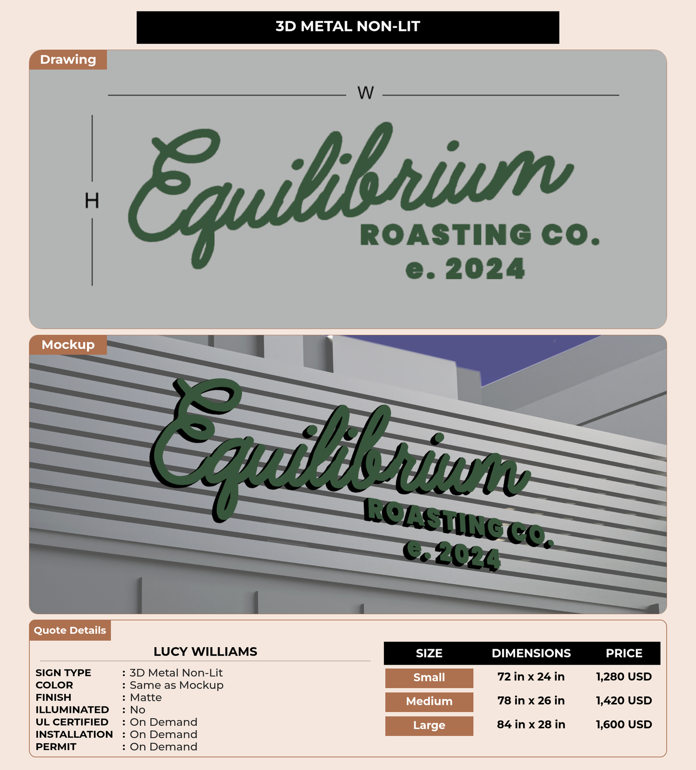 CUSTOM MOCKUP SIGN FOR Lucy Williams