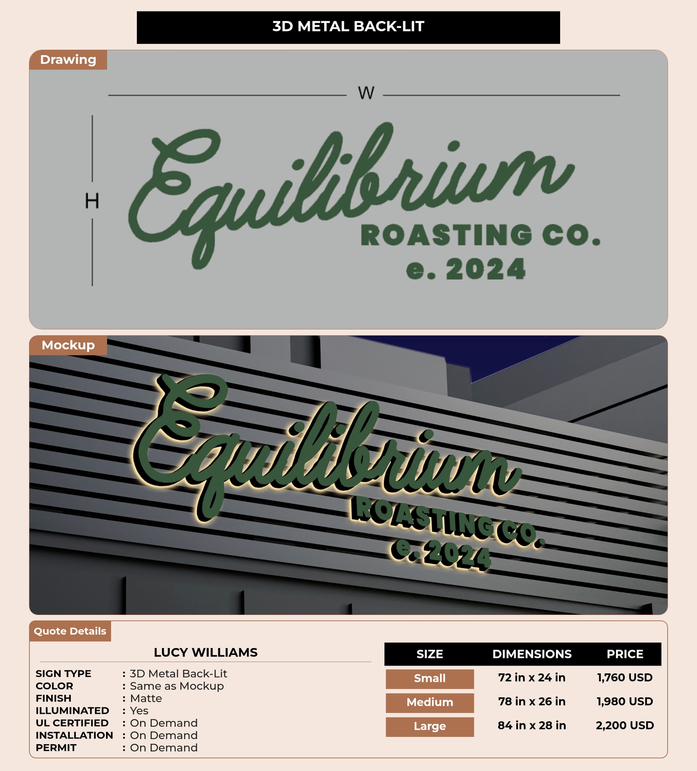 CUSTOM MOCKUP SIGN FOR Lucy Williams