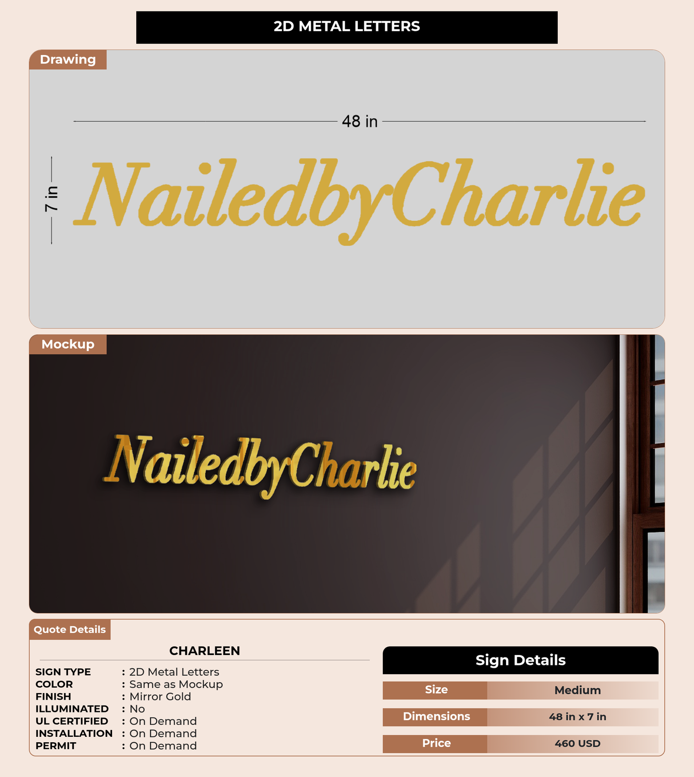 CUSTOM MOCKUP SIGN FOR Charleen