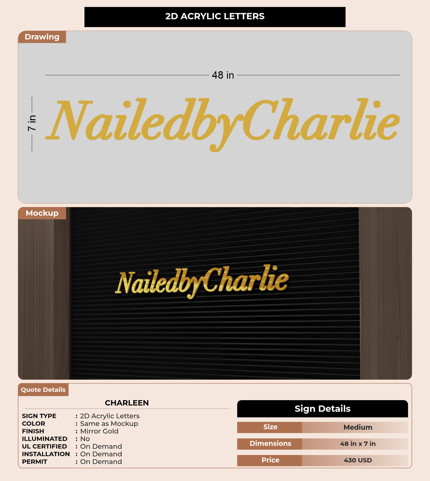 CUSTOM MOCKUP SIGN FOR Charleen