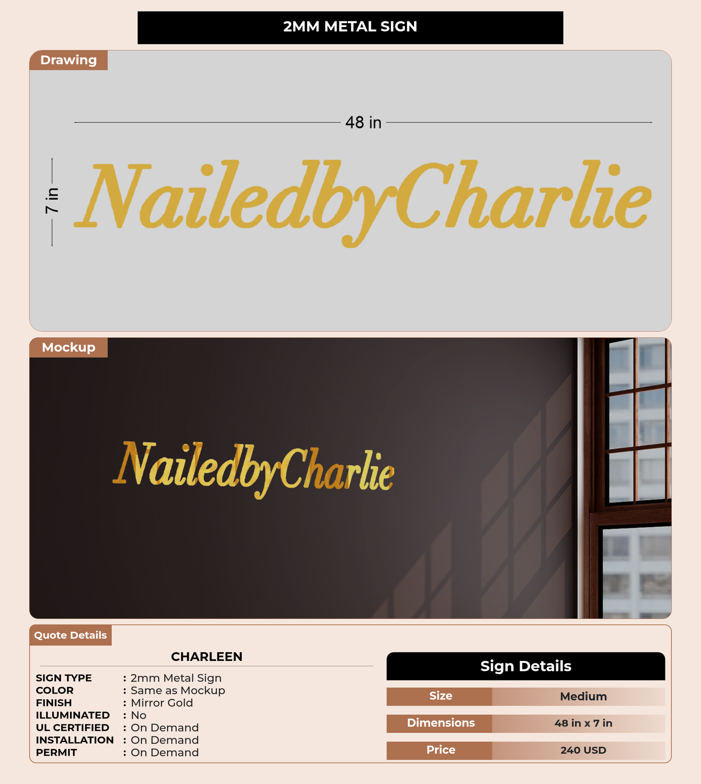 CUSTOM MOCKUP SIGN FOR Charleen