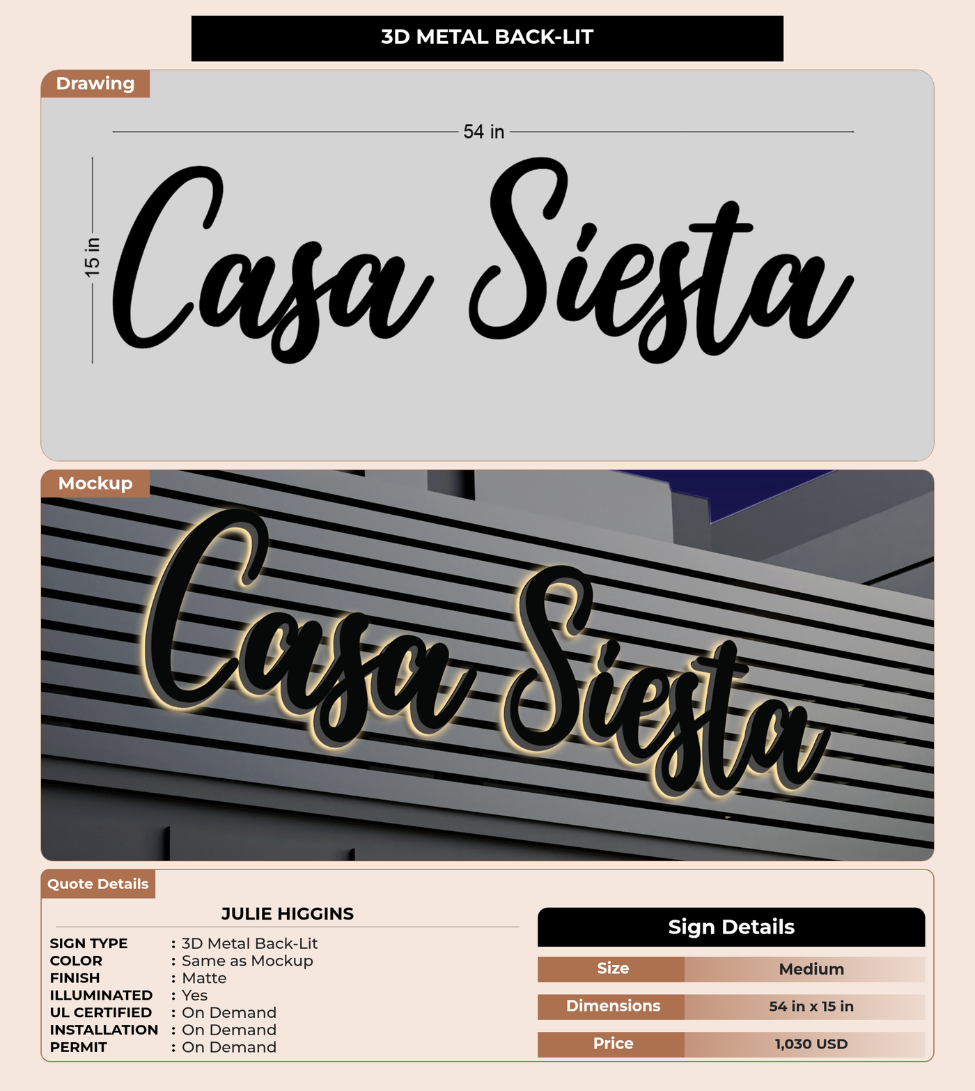 CUSTOM MOCKUP SIGN FOR Julie Higgins