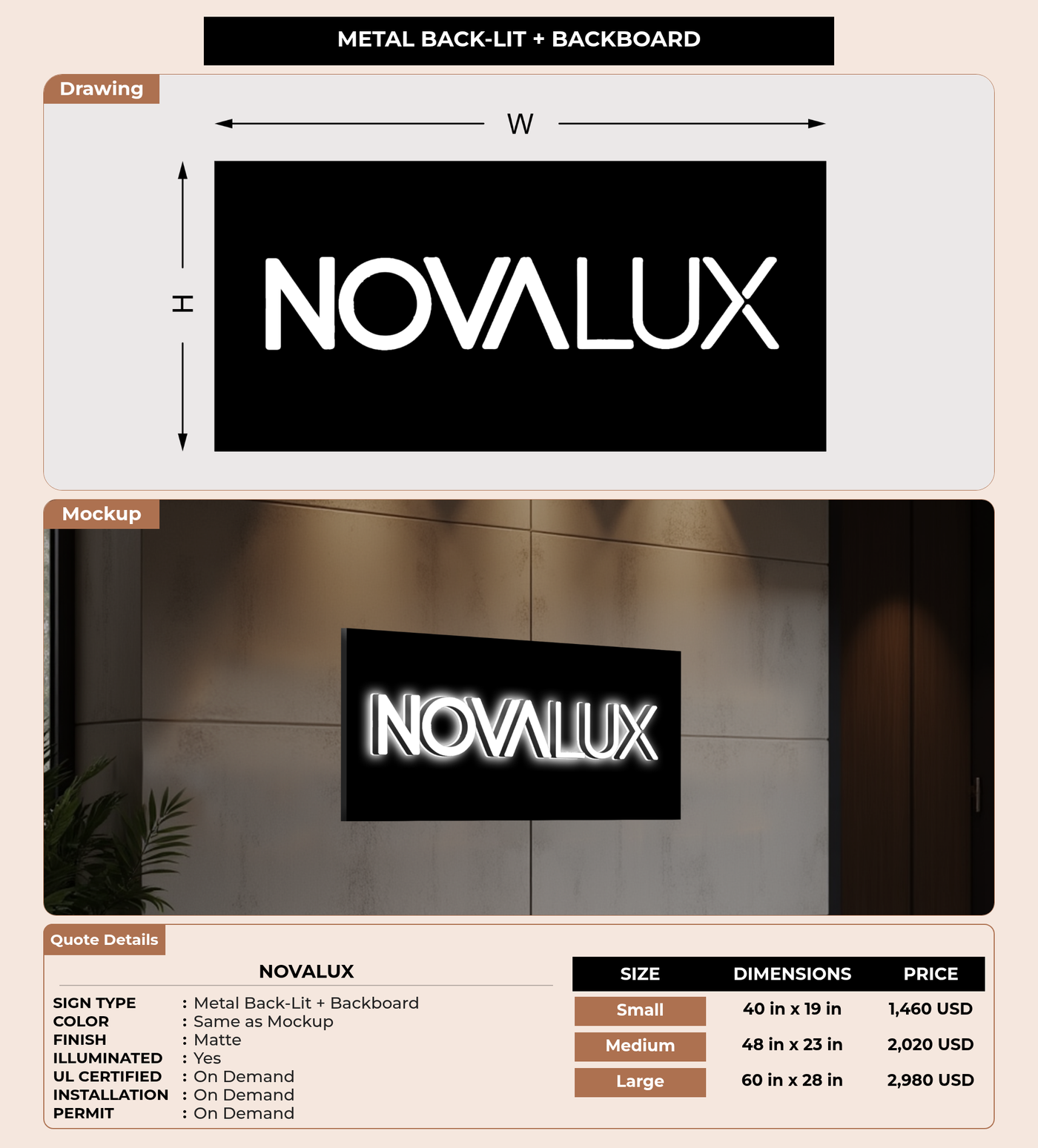 CUSTOM MOCKUP SIGN FOR novalux