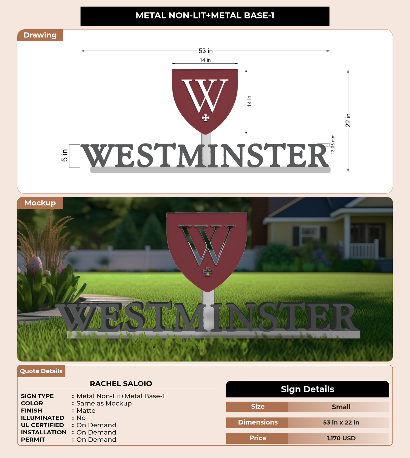CUSTOM MOCKUP SIGN FOR Rachel Saloio