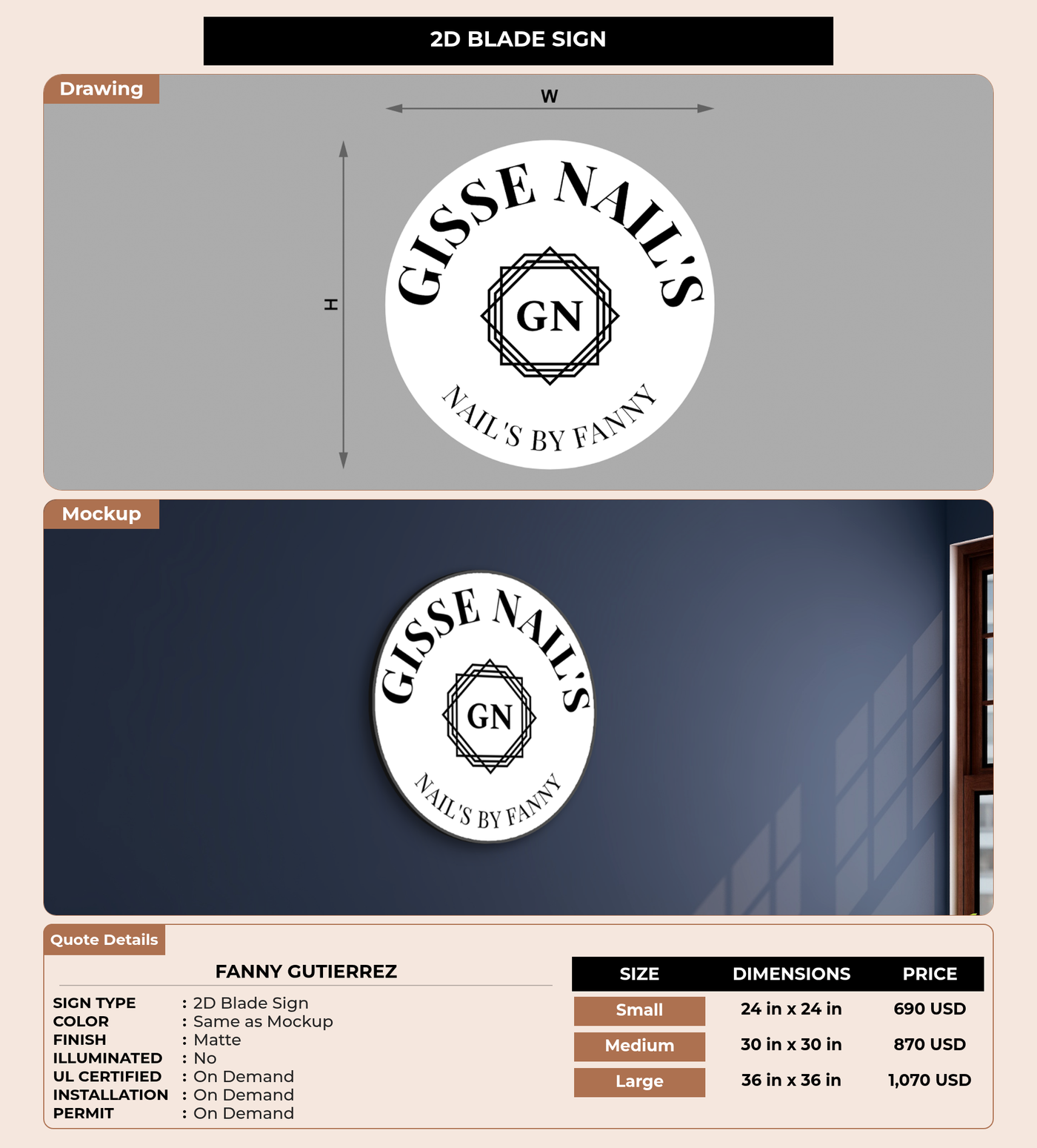 CUSTOM MOCKUP SIGN FOR Fanny Gutierrez