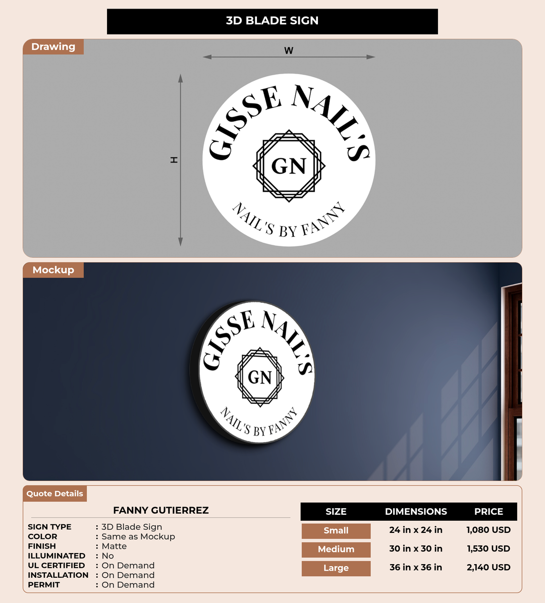 CUSTOM MOCKUP SIGN FOR Fanny Gutierrez