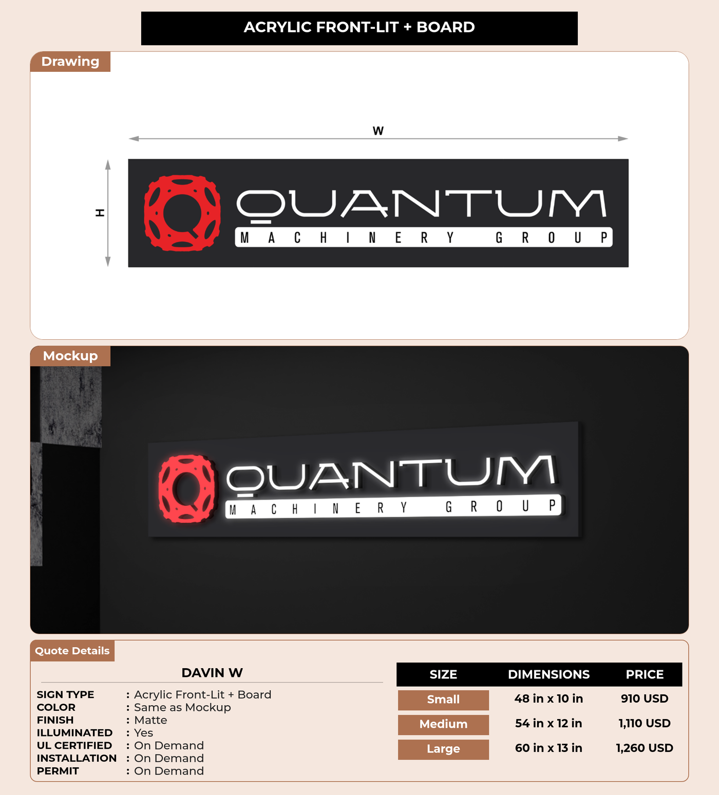 CUSTOM MOCKUP SIGN FOR davin w