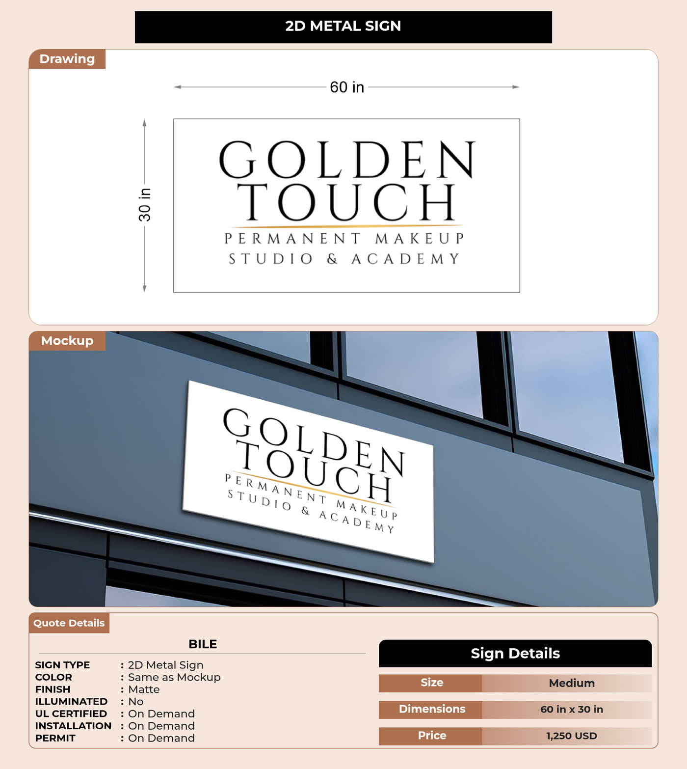 CUSTOM MOCKUP SIGN FOR Bile
