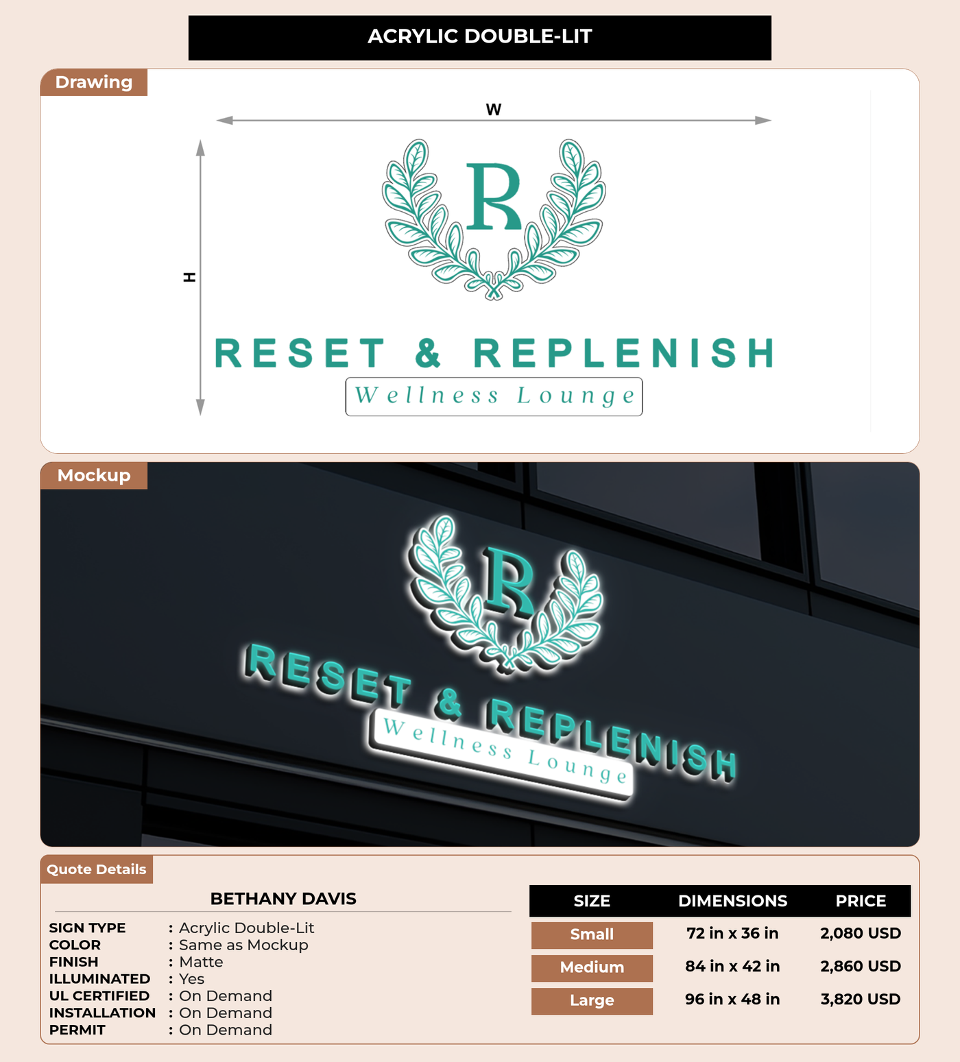 CUSTOM MOCKUP SIGN FOR Bethany Davis