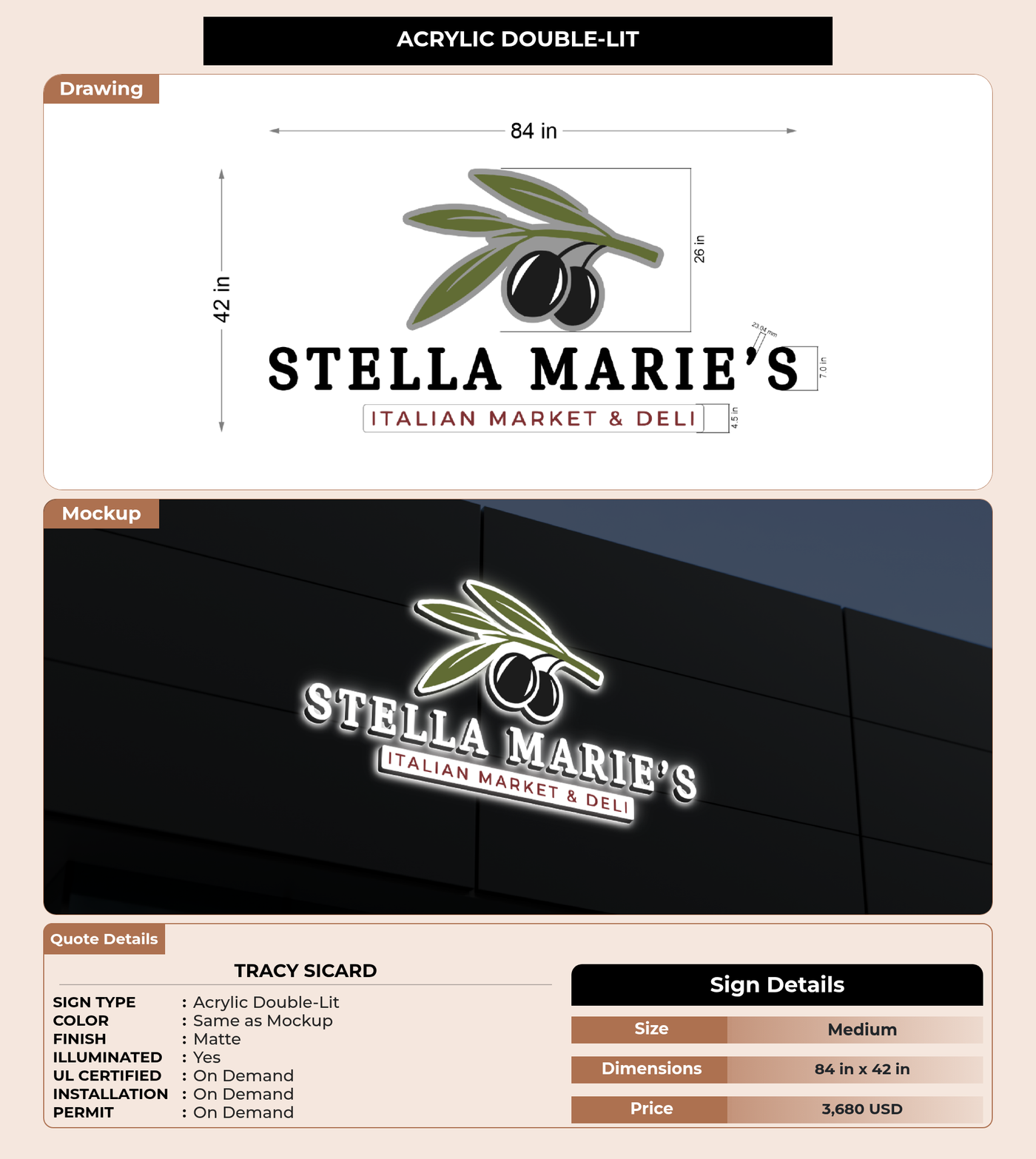 CUSTOM MOCKUP SIGN FOR Tracy Sicard