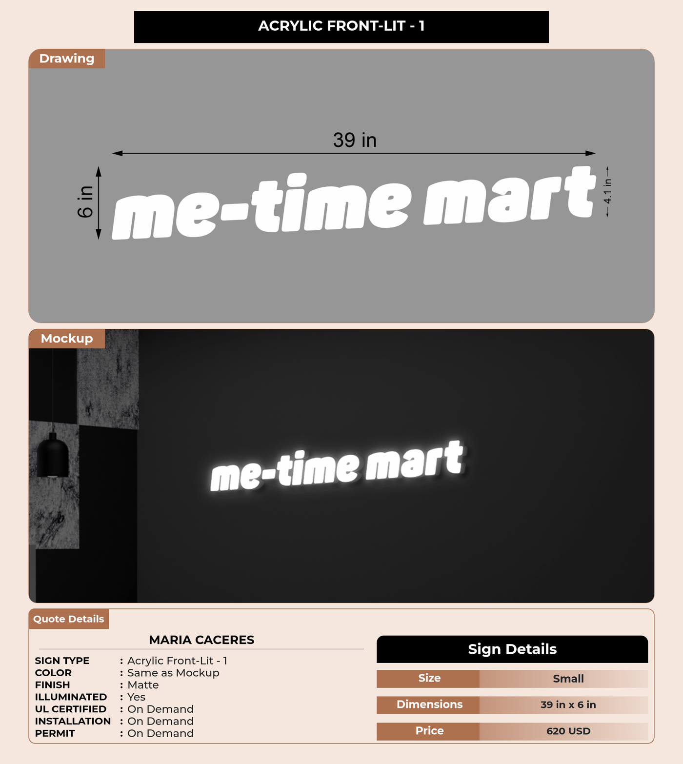 CUSTOM MOCKUP SIGN FOR Maria Caceres