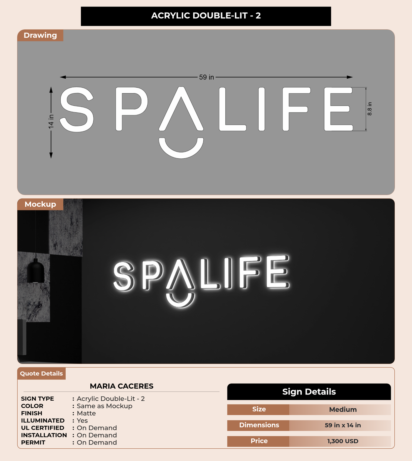 CUSTOM MOCKUP SIGN FOR Maria Caceres