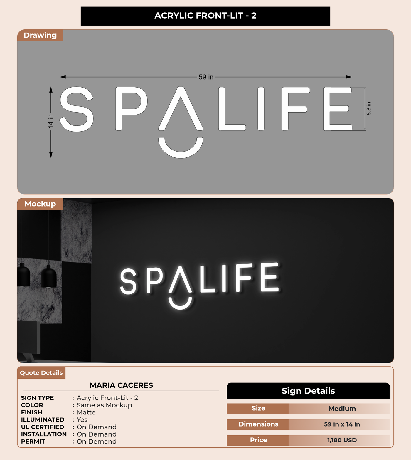 CUSTOM MOCKUP SIGN FOR Maria Caceres