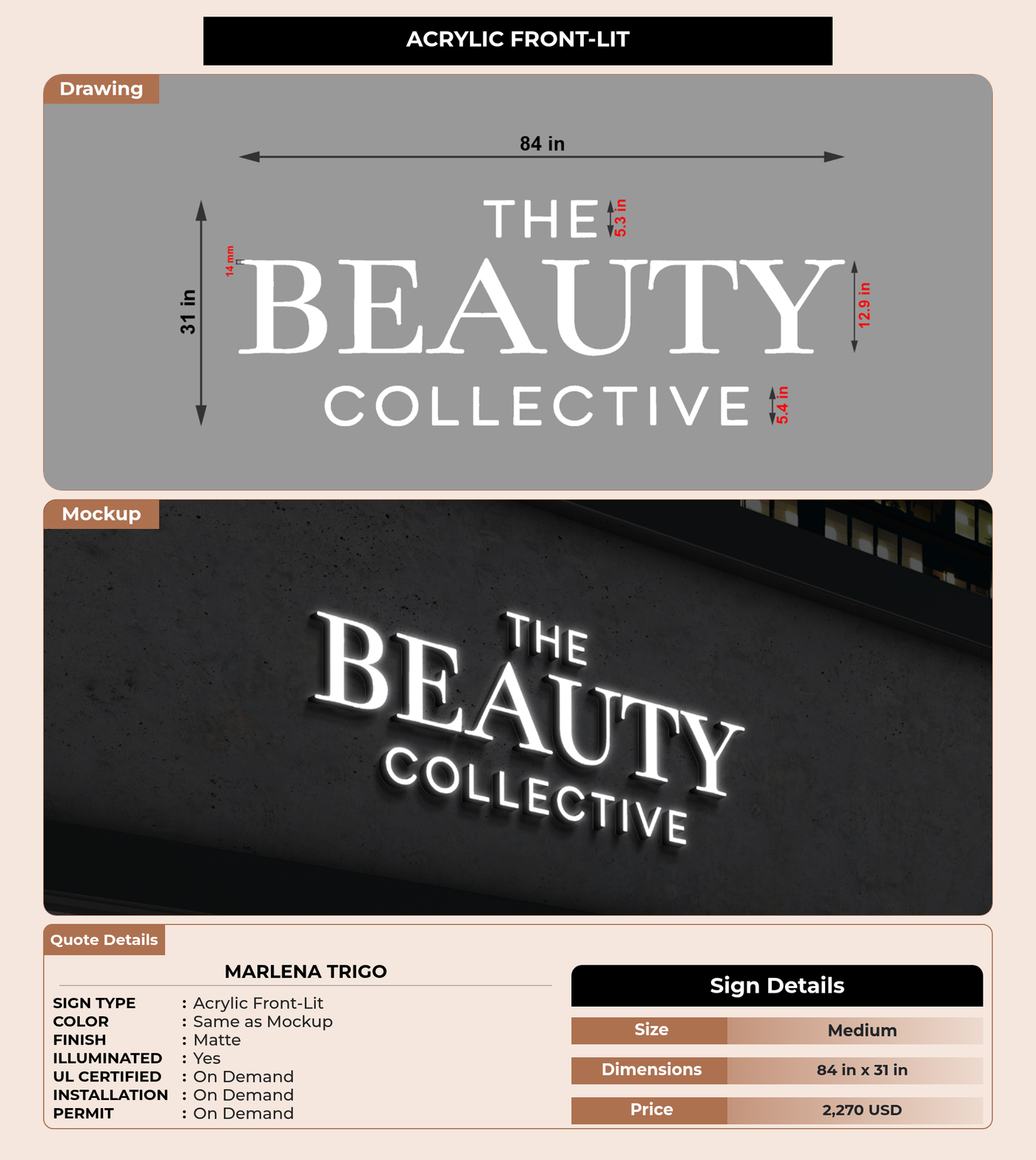 CUSTOM MOCKUP SIGN FOR Marlena Trigo
