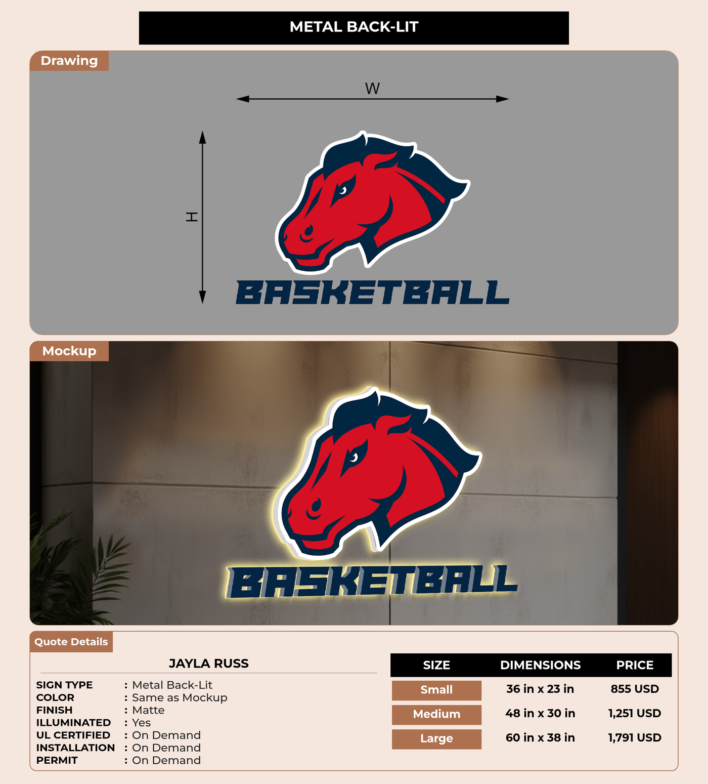 CUSTOM MOCKUP SIGN FOR Jayla Russ