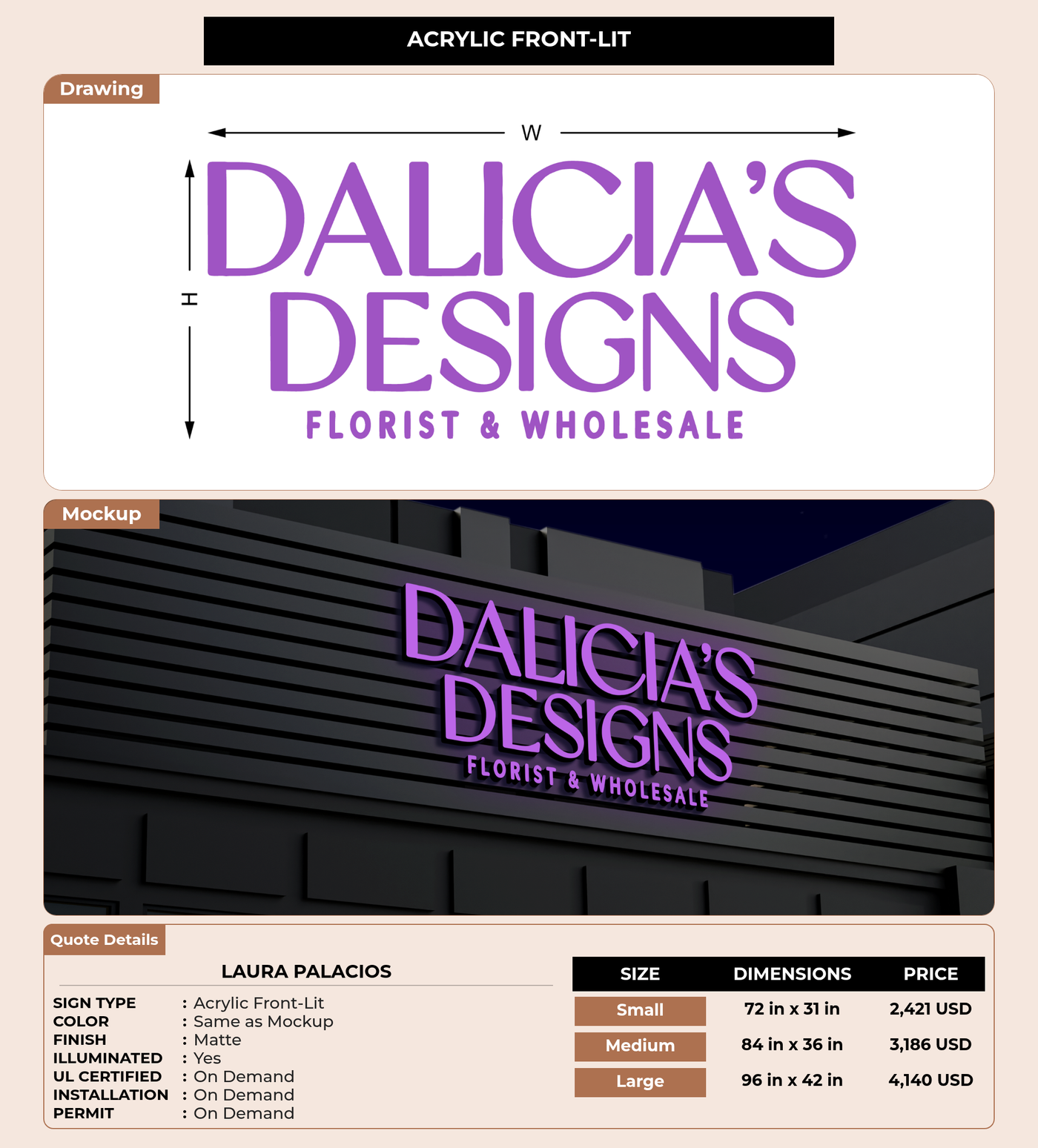 CUSTOM MOCKUP SIGN FOR Laura palacios