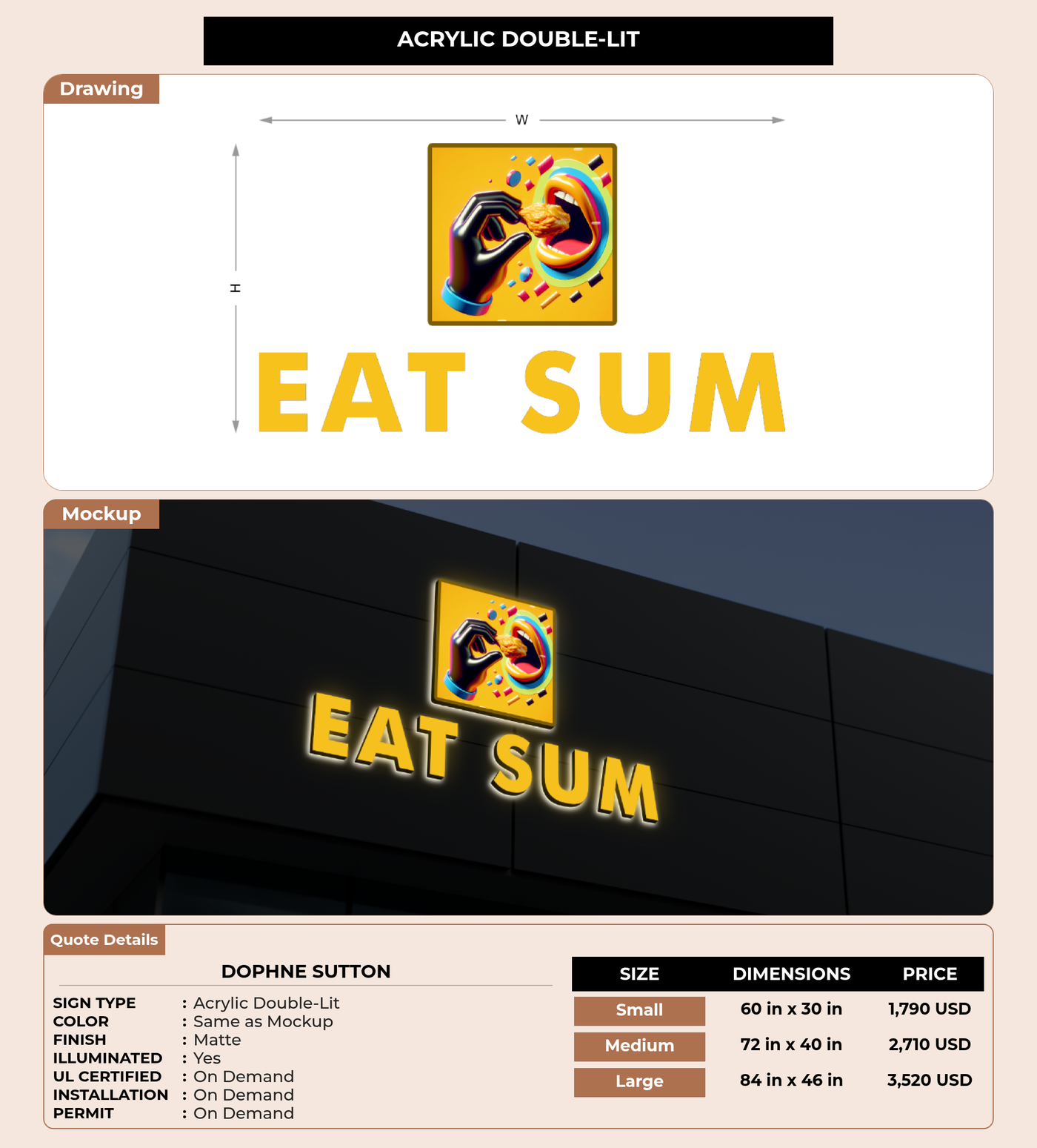 CUSTOM MOCKUP SIGN FOR Dophne Sutton