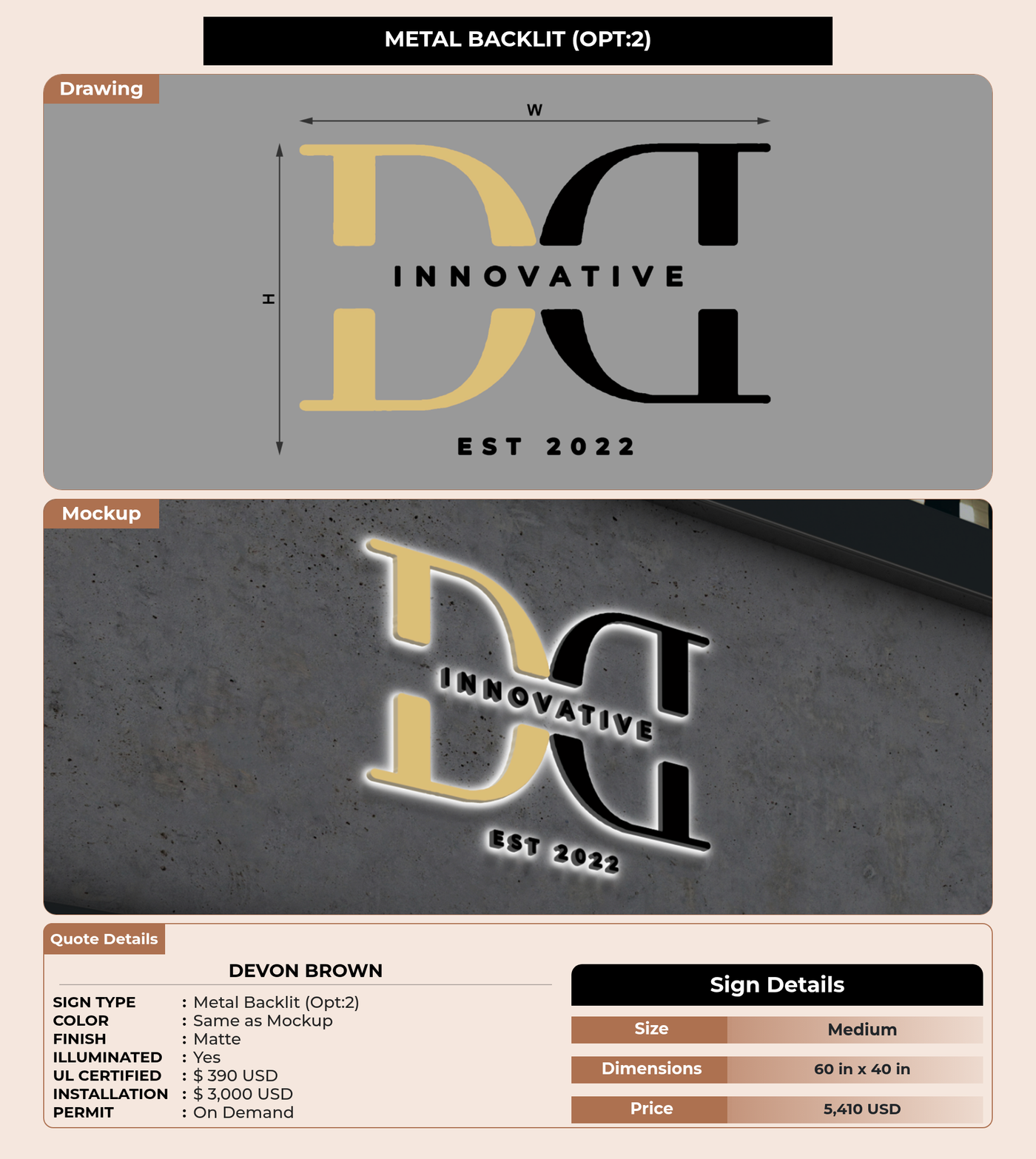 CUSTOM MOCKUP SIGN FOR Devon Brown