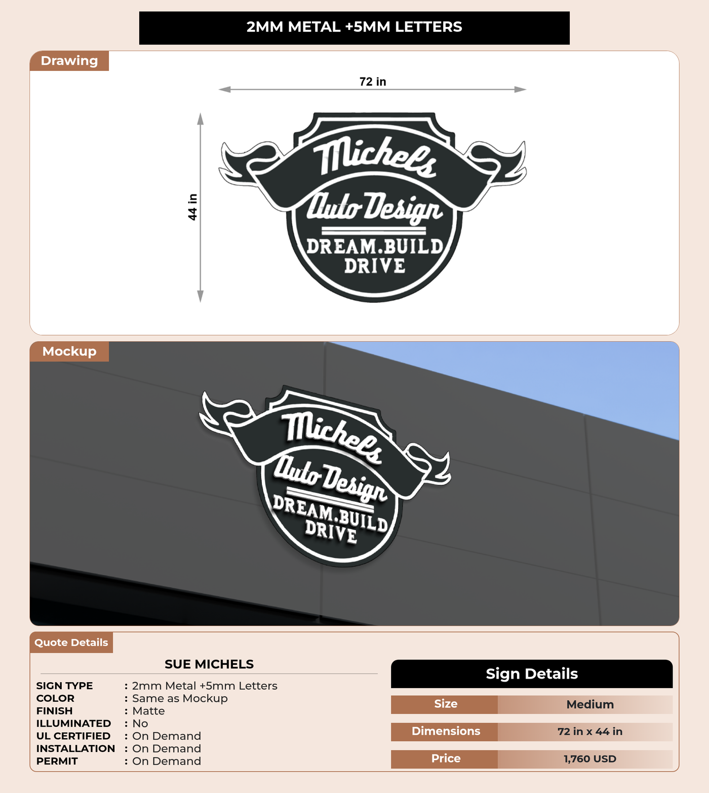 CUSTOM MOCKUP SIGN FOR Sue Michels
