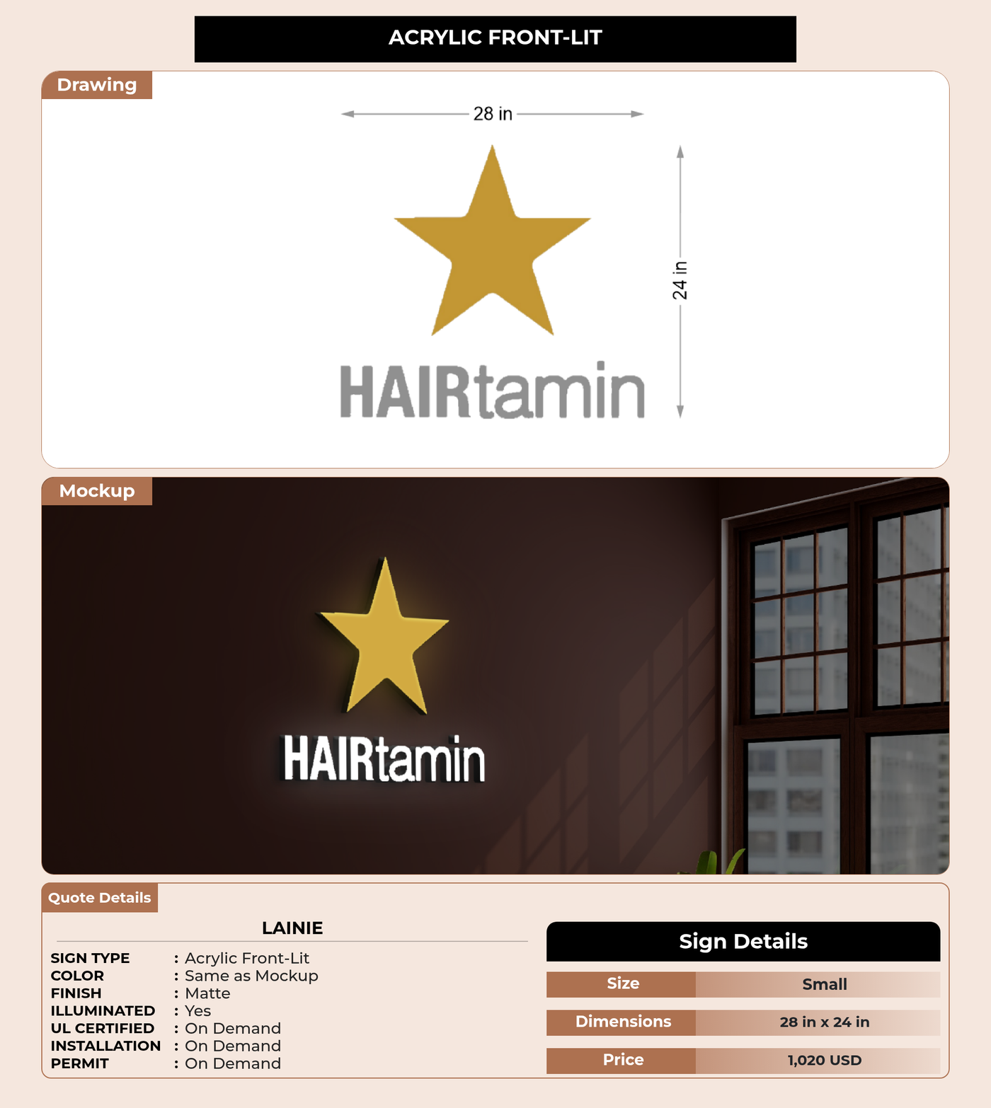 CUSTOM MOCKUP SIGN FOR Lainie