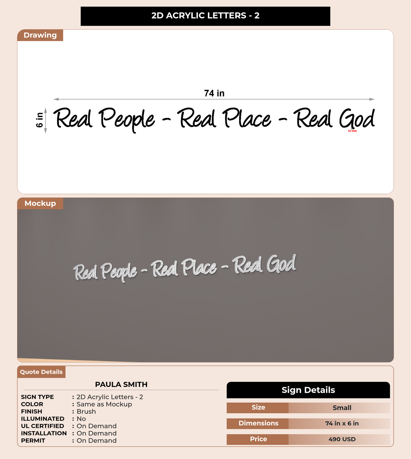 CUSTOM MOCKUP SIGN FOR Paula Smith