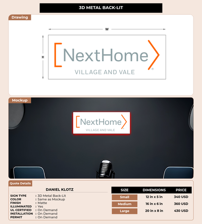 CUSTOM MOCKUP SIGN FOR Daniel Klotz