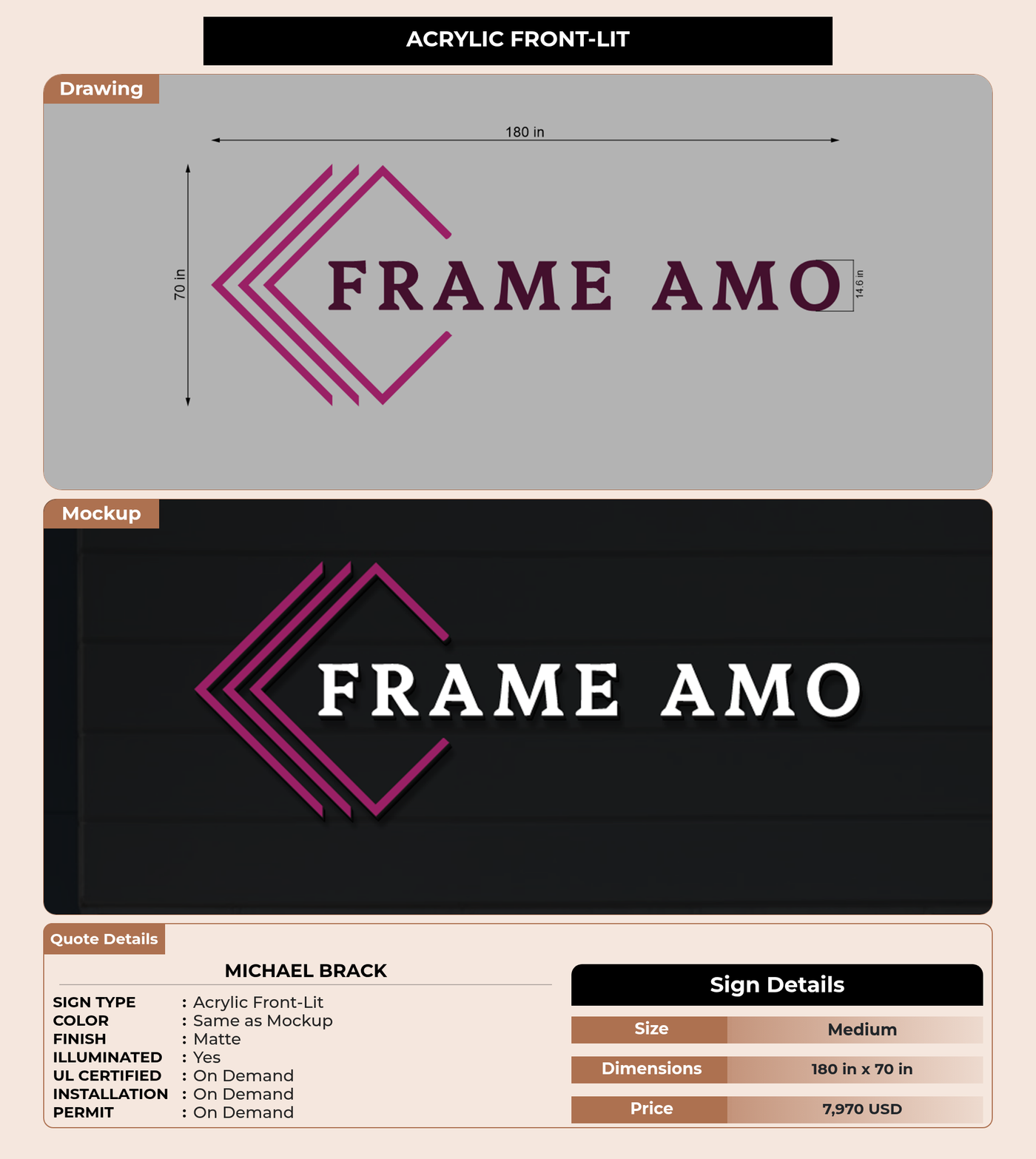 CUSTOM MOCKUP SIGN FOR Michael Brack